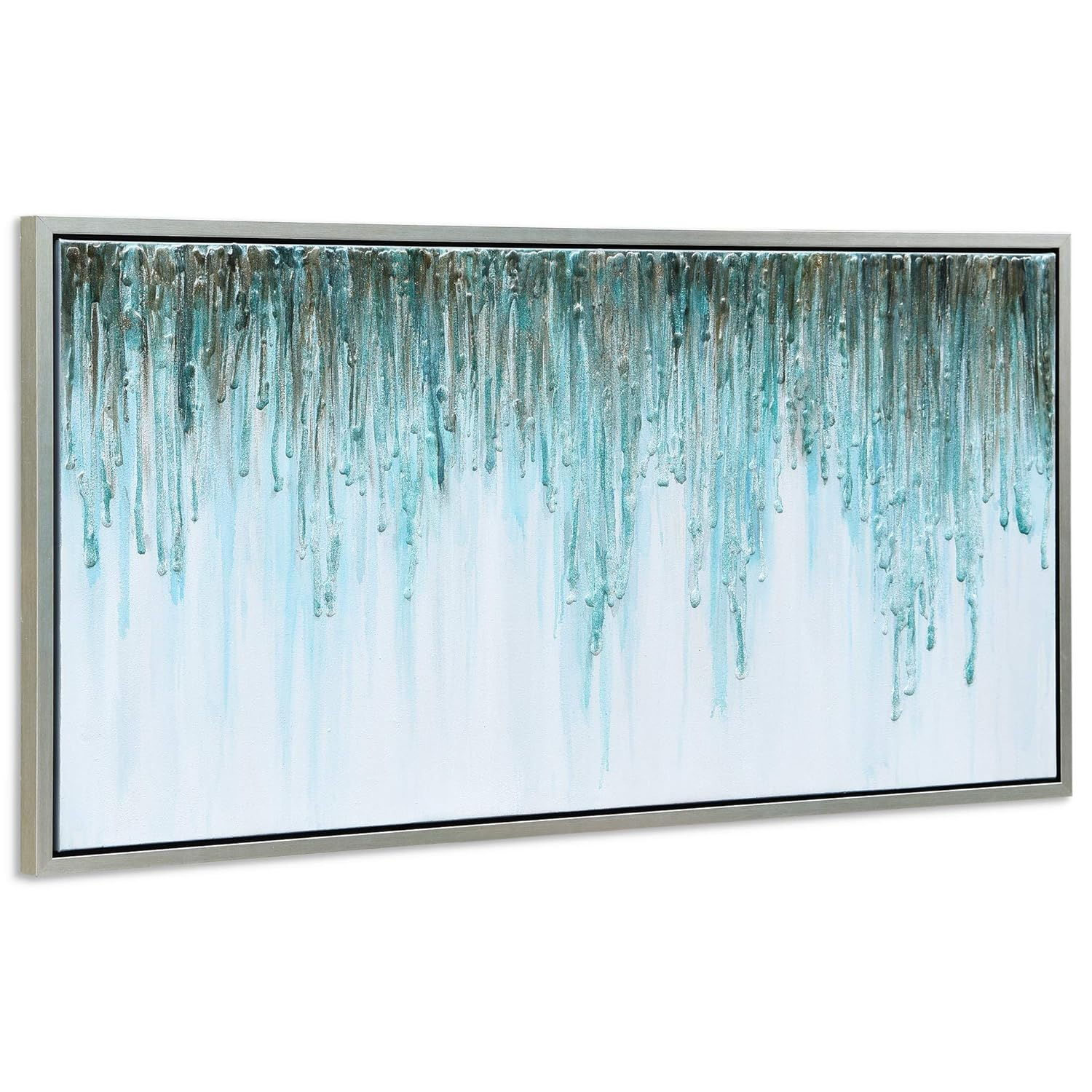 Empire Art Direct Green Frequency Textured Metallic Hand Painted Wall Art, 24" x 48" x 1.5", Ready to Hang