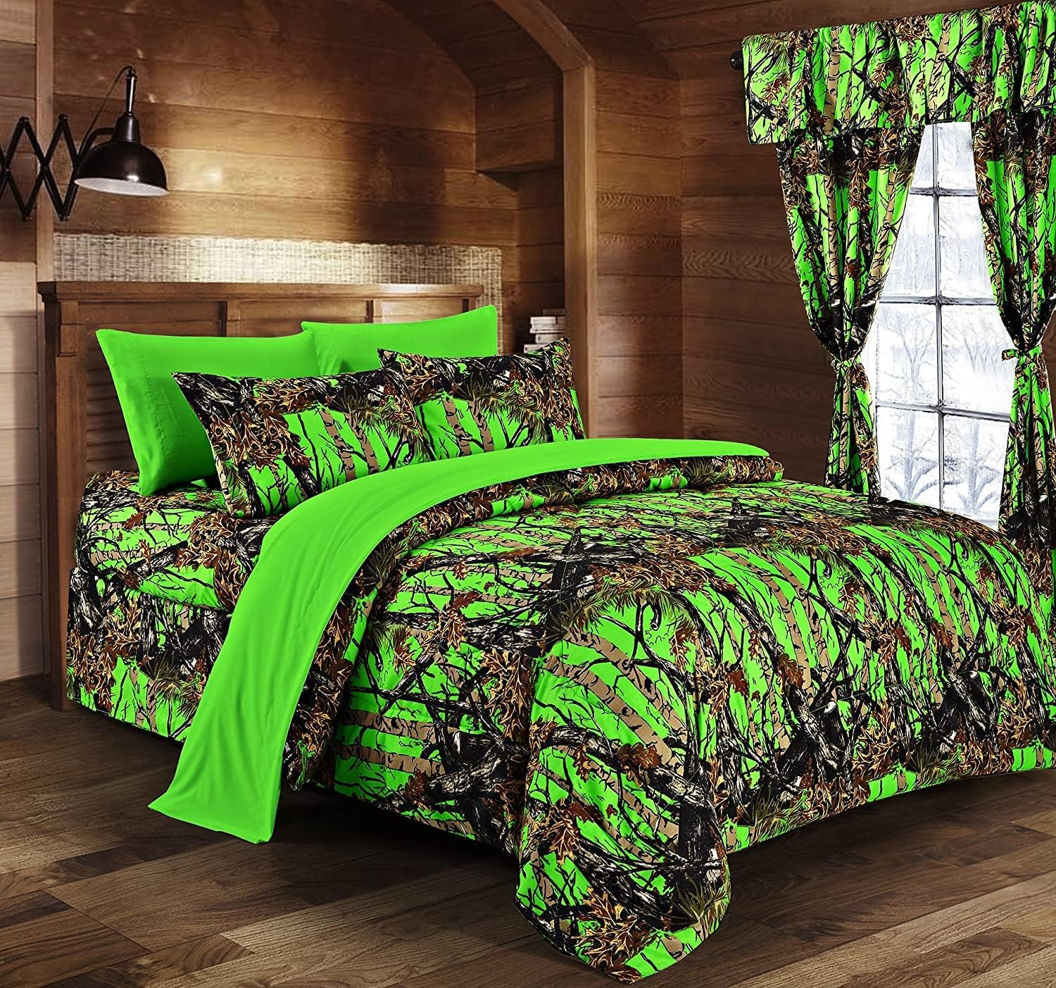 Regal Comfort Camouflage 3-Piece Biohazard Green Camouflage Comforter Set, Full/Queen