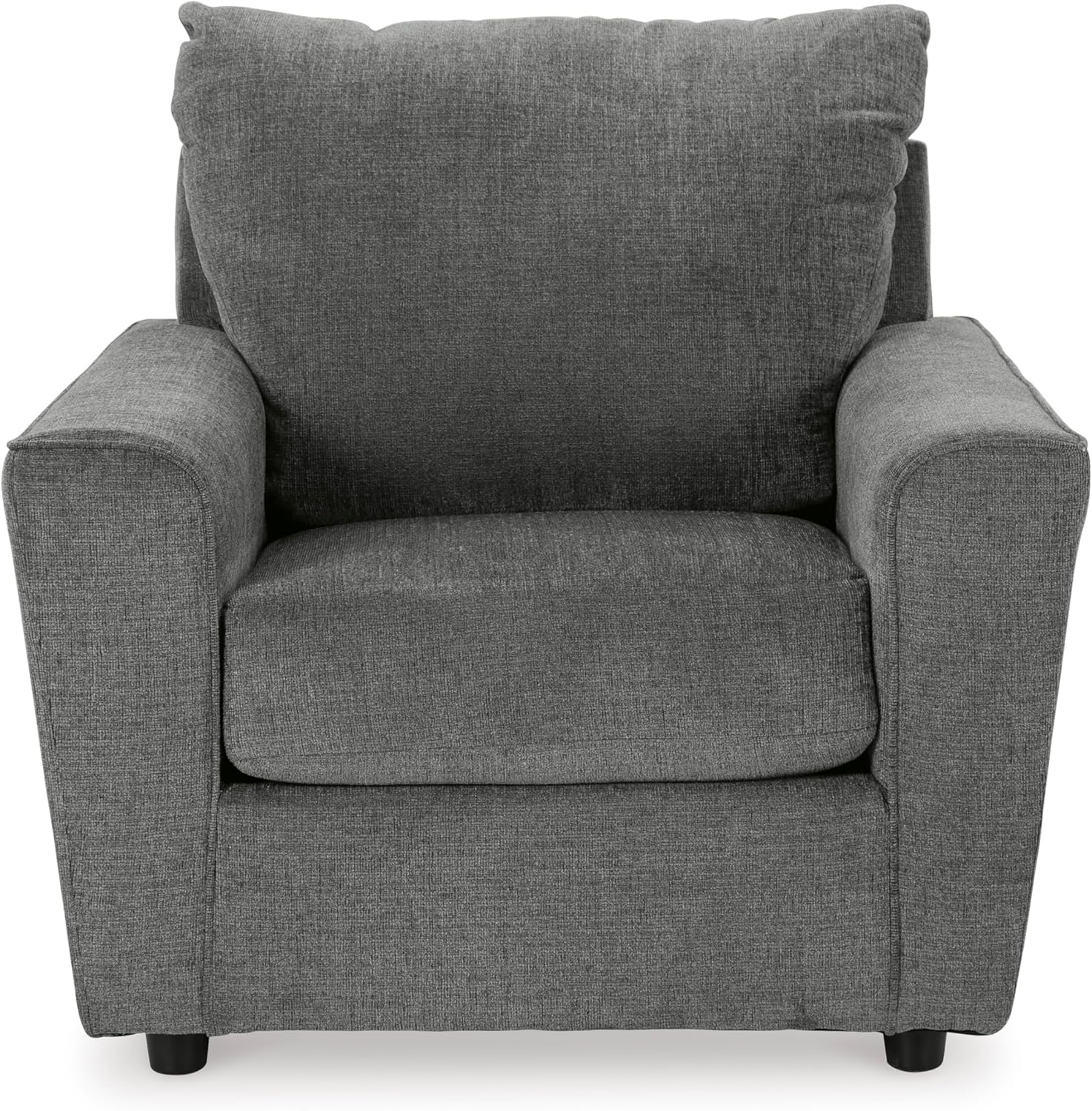 Gray Chenille Contemporary Stationary Chaise with Wood Legs