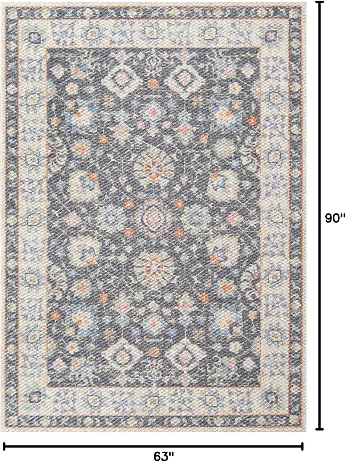 Momeni Anatolia Machine Made Wool and NylonCharcoal Area Rug 5'3" X 7'6"