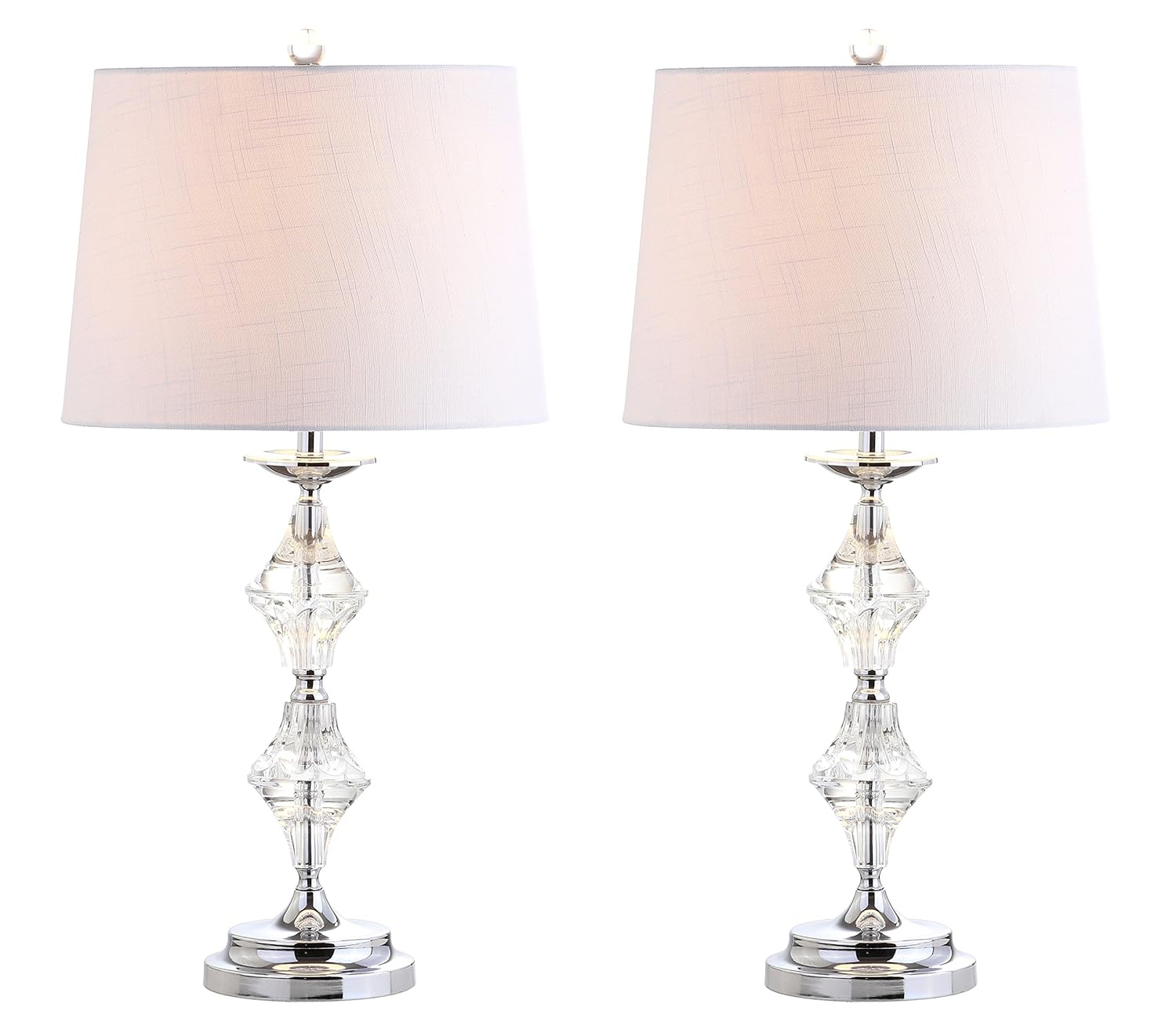 JONATHAN Y JYL2037A-SET2 Madison 27.5" Crystal LED Table Lamp, Clear/Chrome (Set of 2)