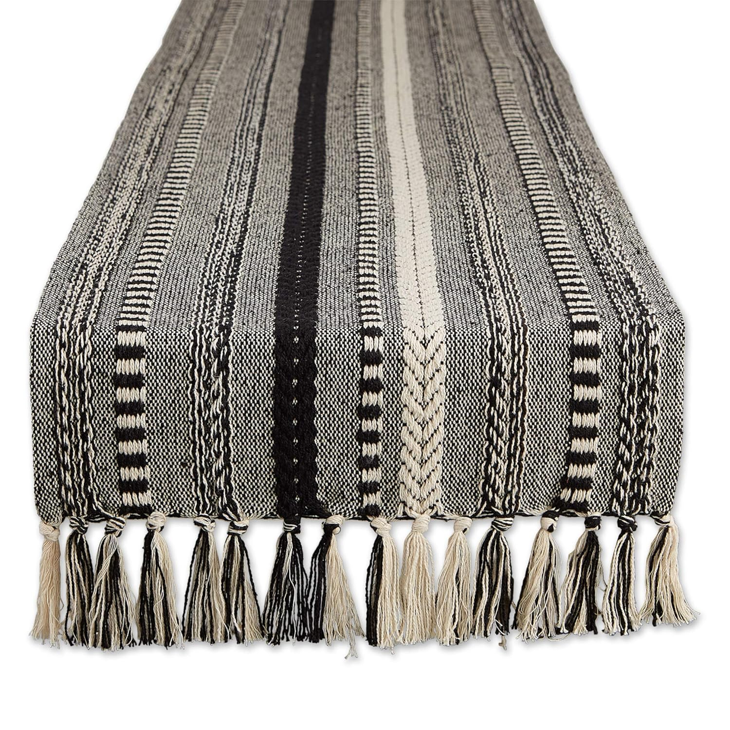 DII Black Braided Stripe Table Runner