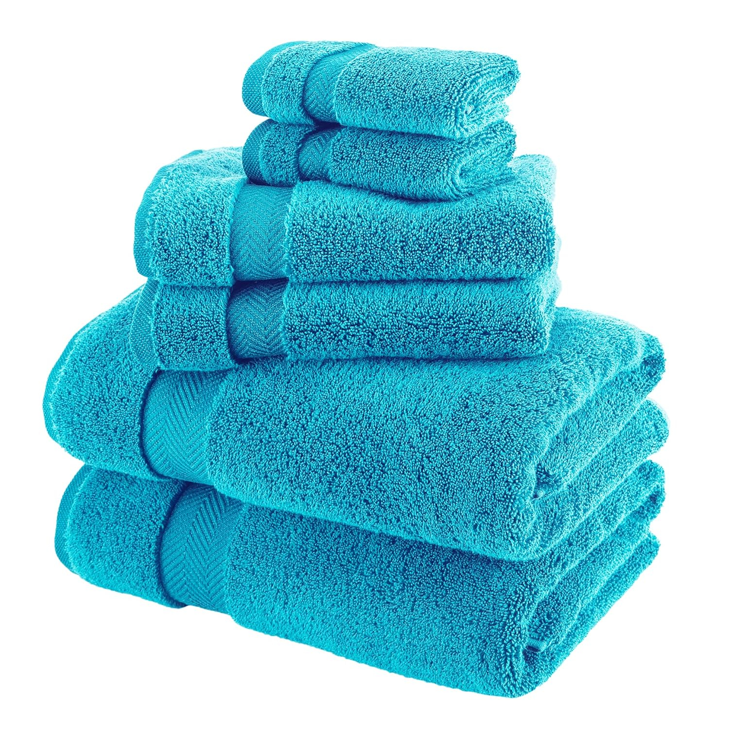MAKROTEKS TEXTILE LLC Towels Beyond Becci Collection %100 Turkish Cotton Highly Absorbent & Quick Dry Soft Bath Towel Set of 6 Aqua