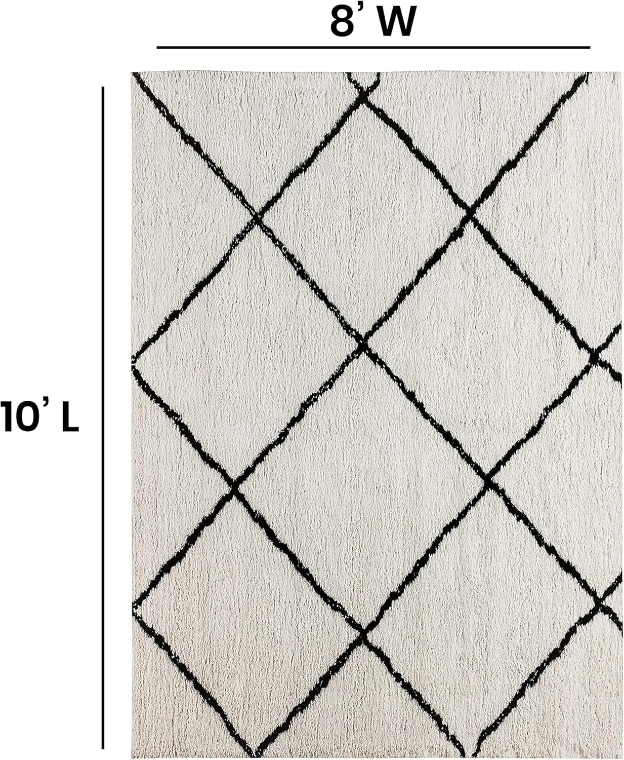 Handmade Off-White Diamond Shag 8' x 10' Area Rug