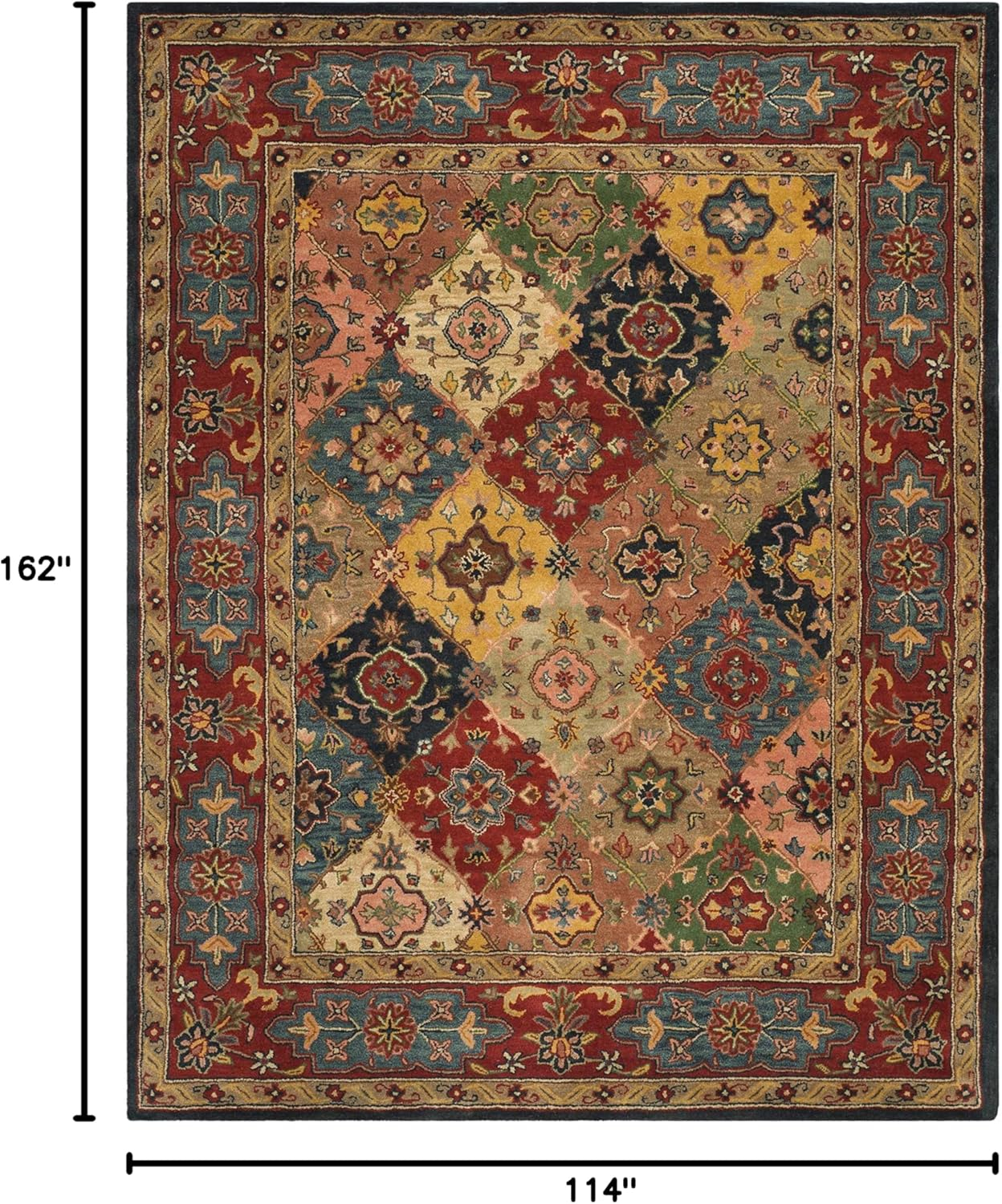 SAFAVIEH Heritage Trudi Traditional Wool Area Rug, Red/Multi, 9'6" x 13'6"