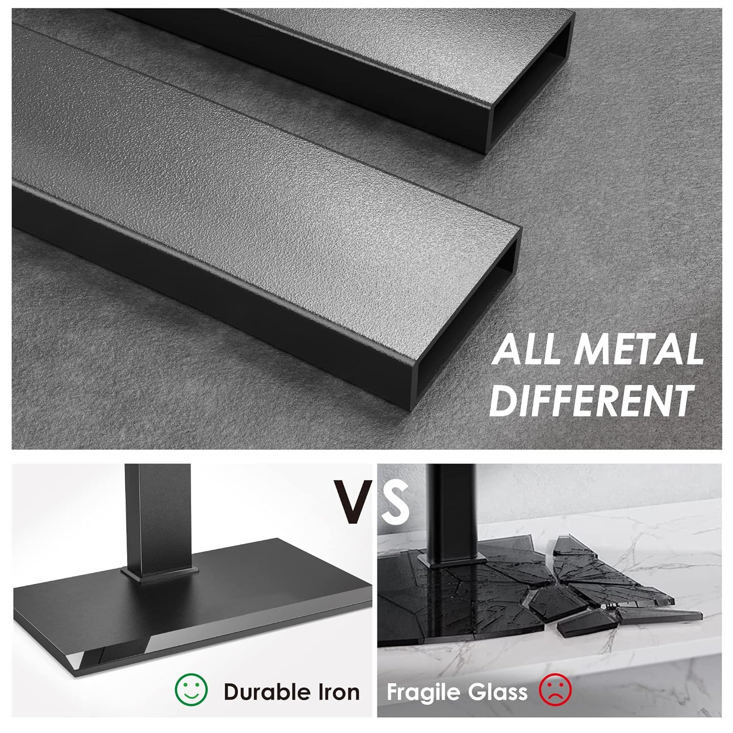 FITUEYES Floor TV Stand Iron Base with Swivel Mount for 50-85 Inch Large LCD/LED TVs Adjustable Shelf Tall Corner TV Stands for Bedroom and Living Room Hold Up to 110 lbs Black