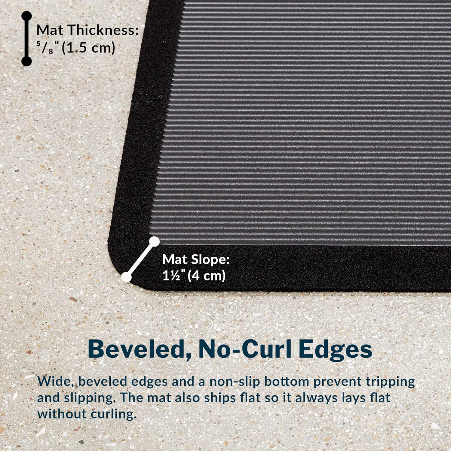Vari 34” x 22” Standing Desk Mat Cushioned Ergonomic Anti Fatigue Floor Mat, Black