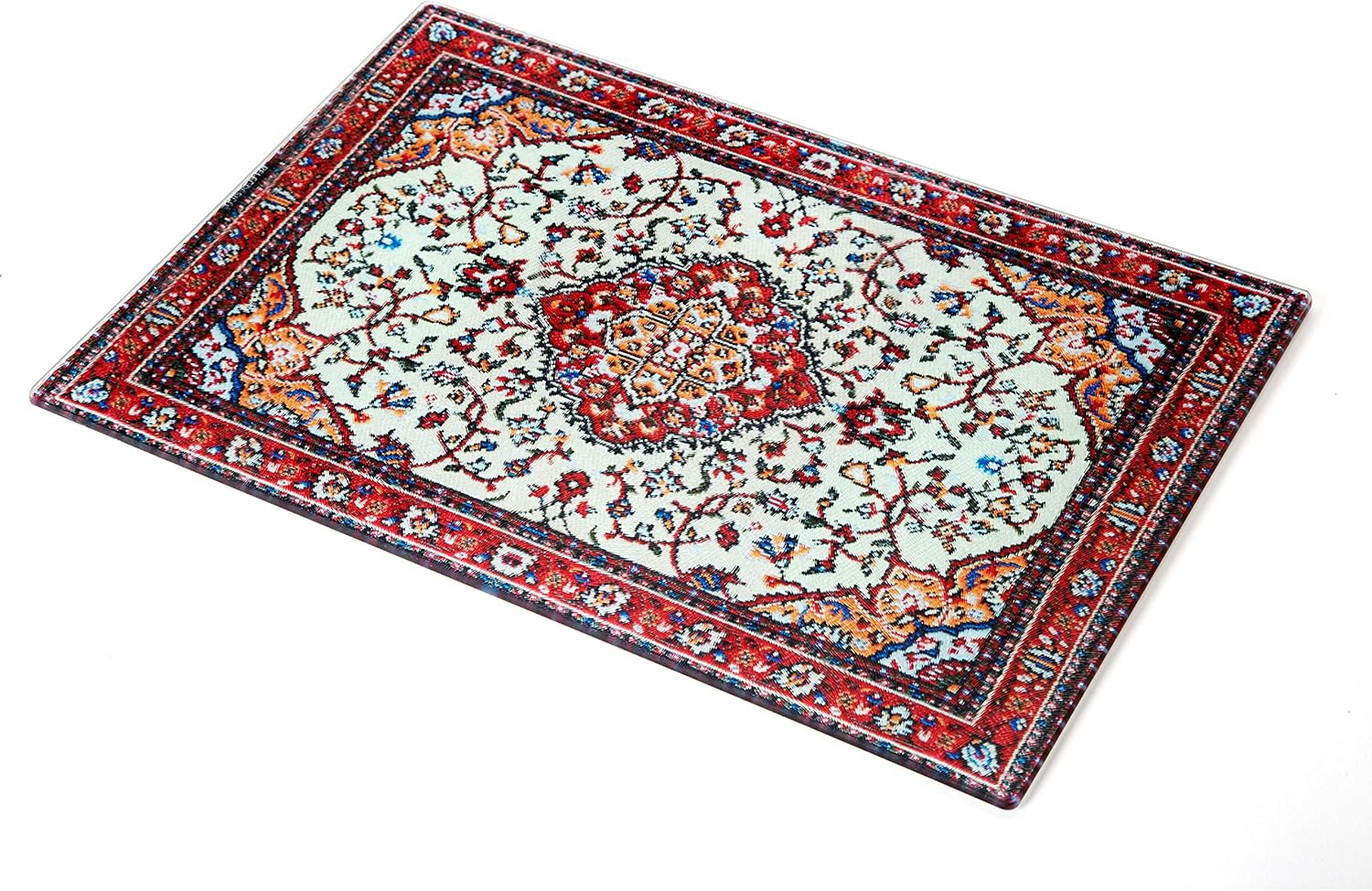 Peleg Design Rugboard Tempered Glass Cutting Board for Kitchen, Multi Purpose Decorative Glass Chopping Board, Heat Resistant Shatter Resistant Serving Tray (9.6 x 14.4 inches)