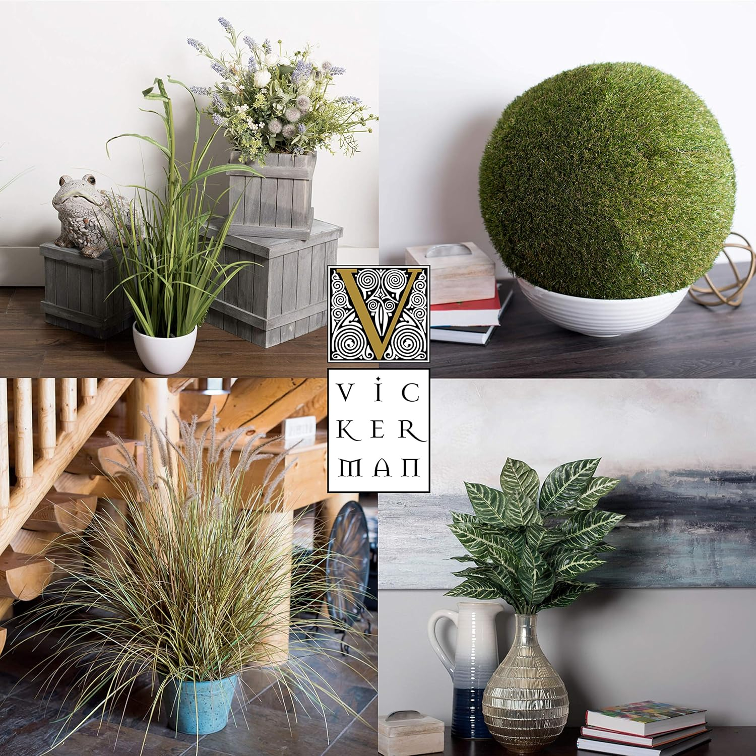 Vickerman Hierba de Cola de Zorro Verde en Maceta Artificial de PVC de 48".