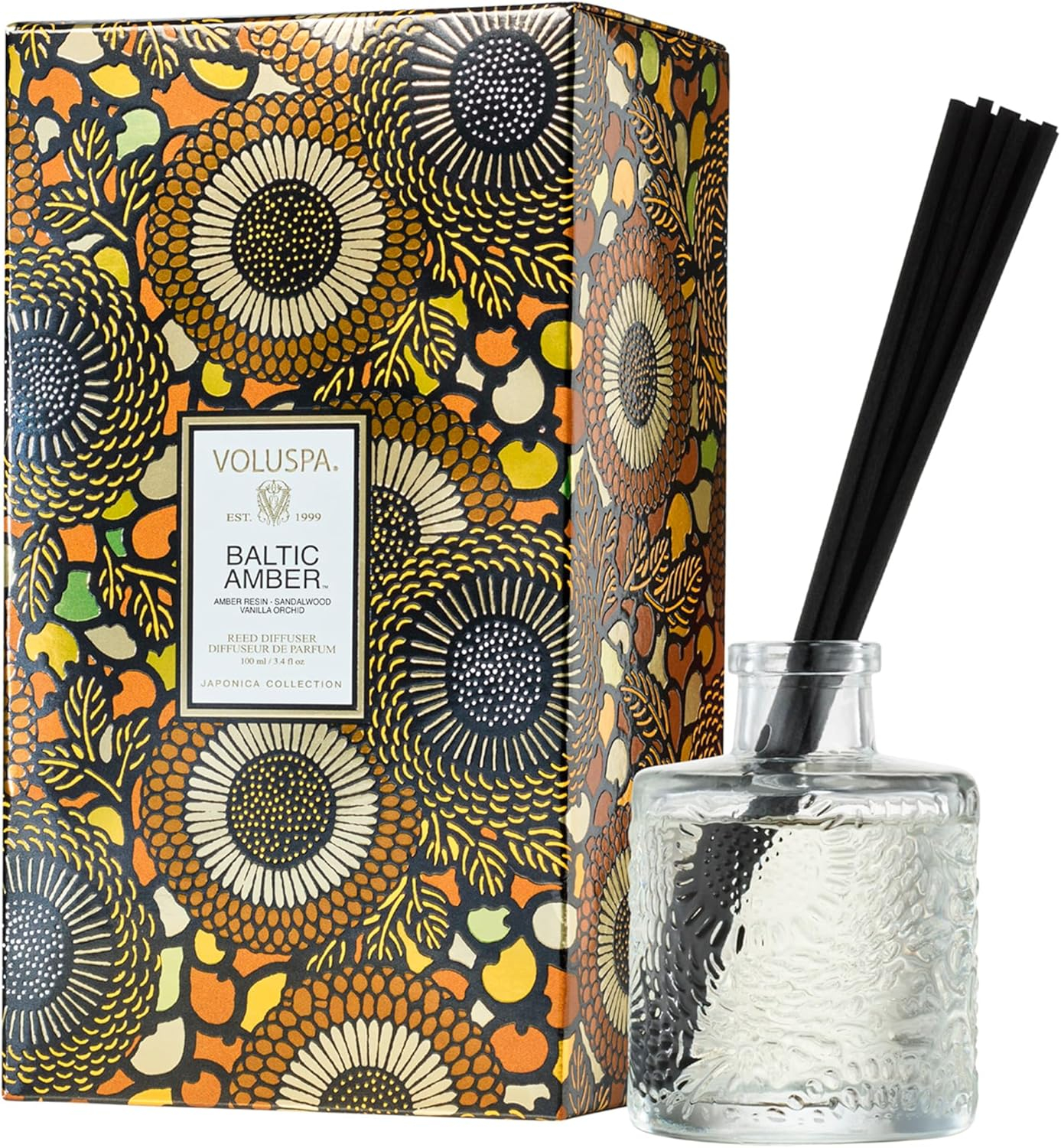 Voluspa Baltic Amber Home Ambience Reed Diffuser (3.4 fl oz / 100 ml)