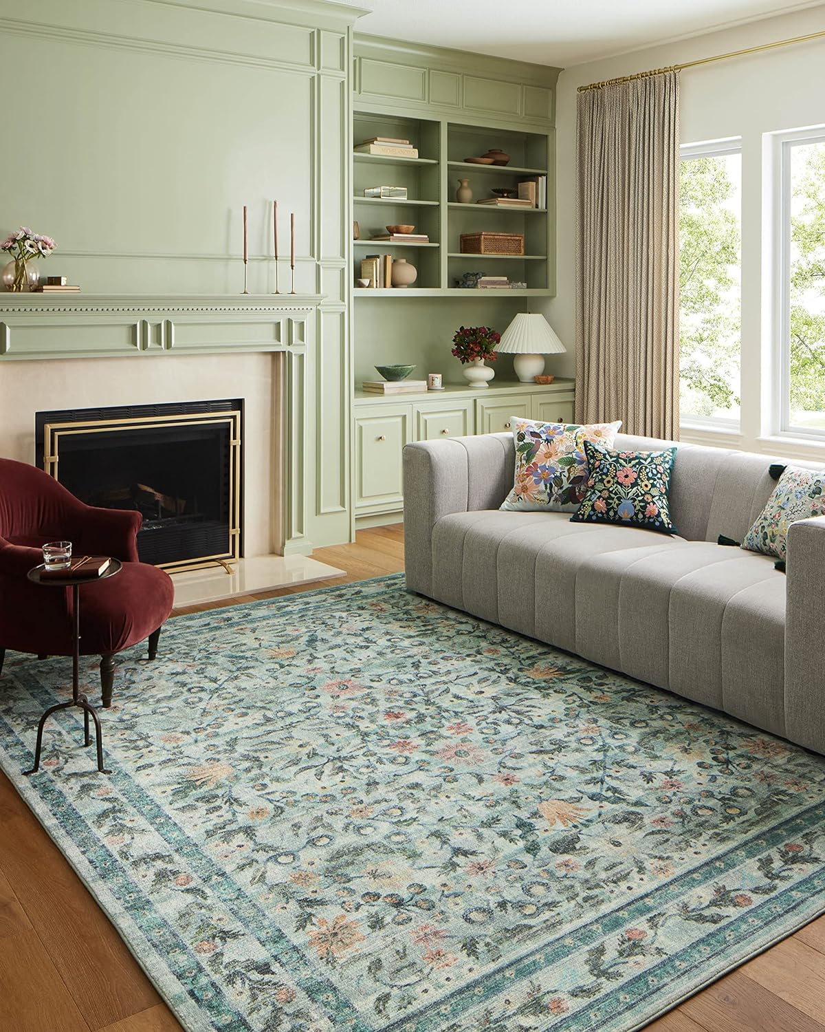 Rifle Paper Co. x Loloi Courtyard Sage Area Rug feat. CloudPile