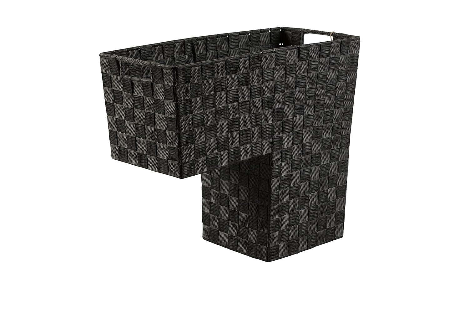 Black Nylon-Woven Stair Step Basket with Handle