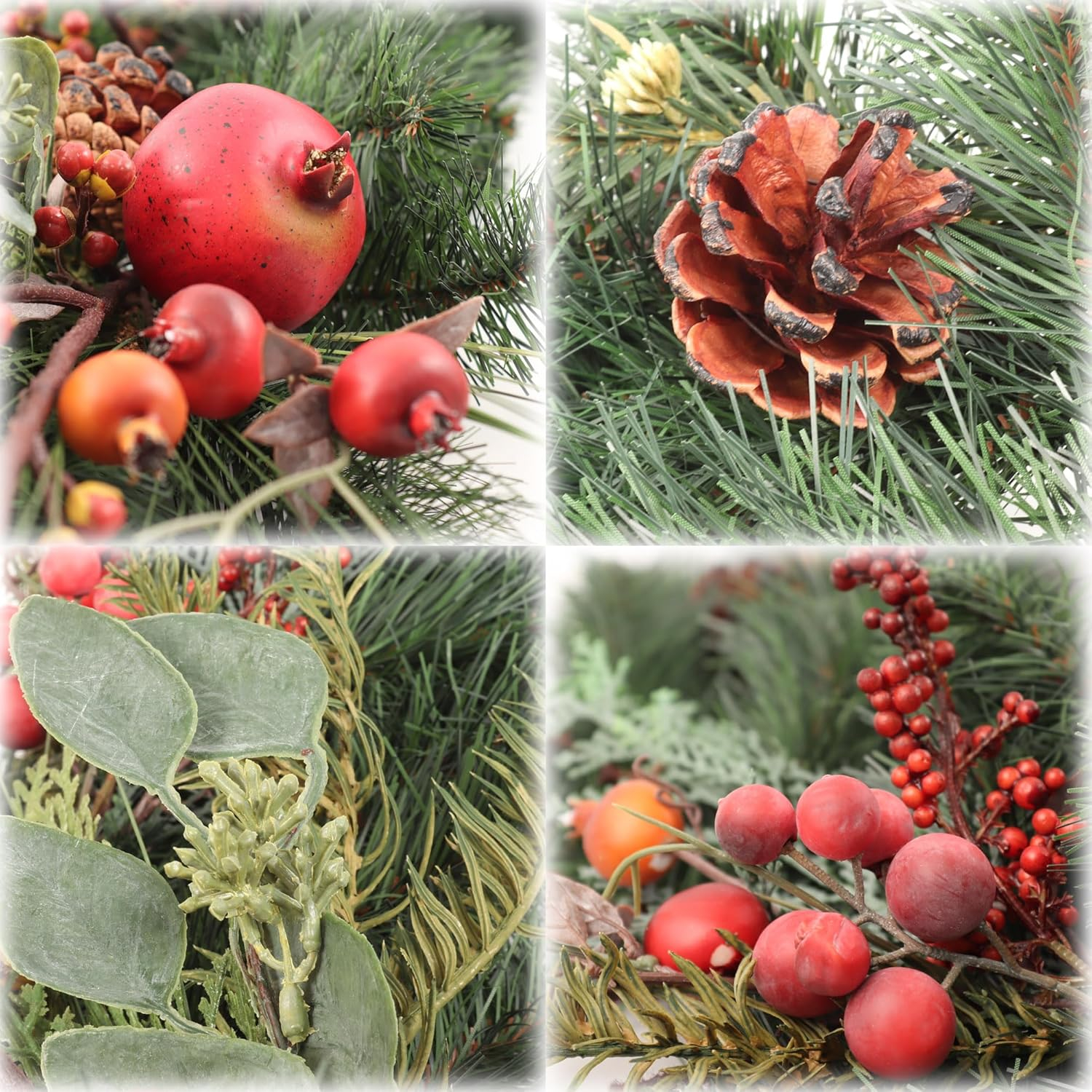 Holiday Pine with Cones, Berries, and Fruit - 6 Feet Long for Mantle, Front Door, Railings