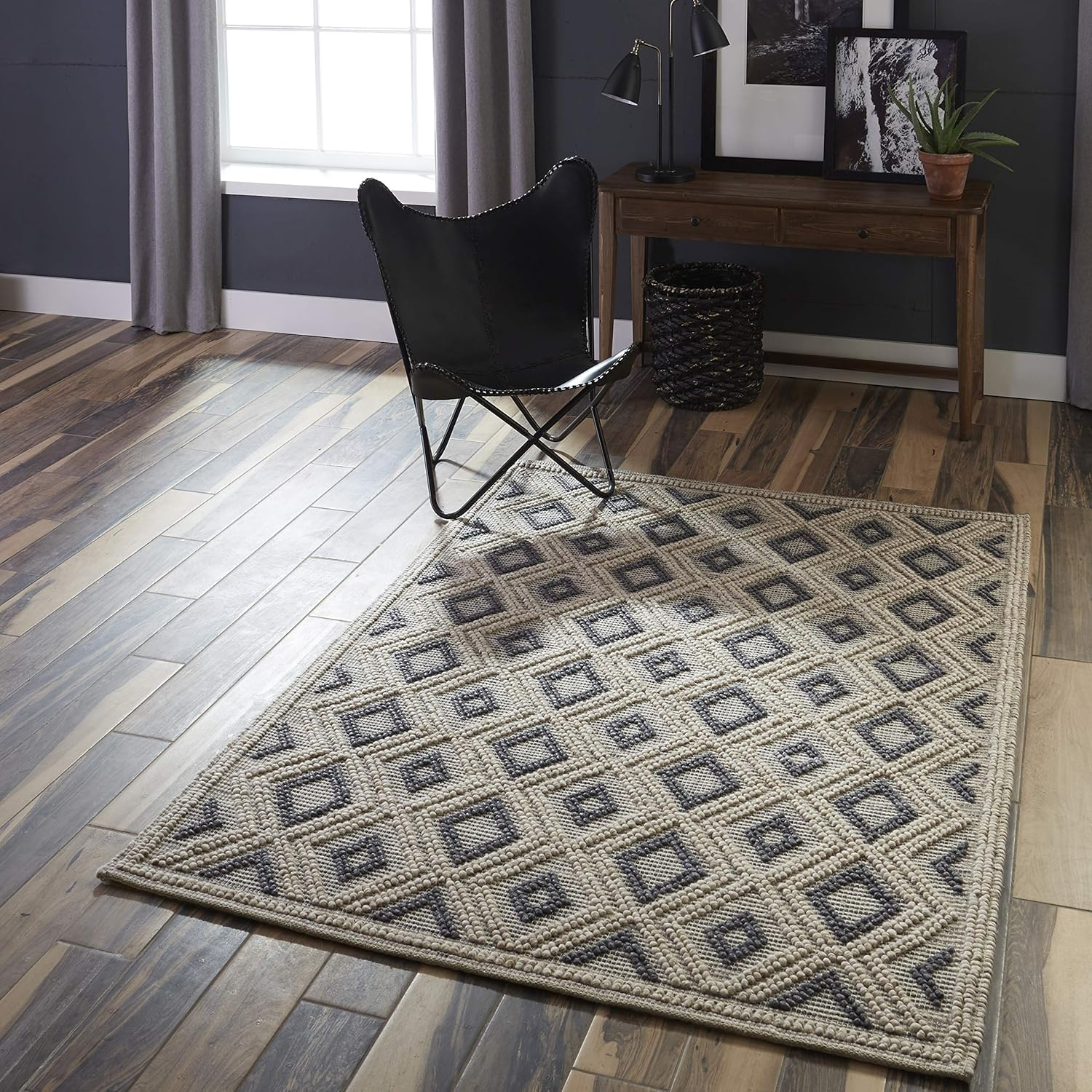 Momeni  Andes Hand Woven Wool and Viscose Contemporary Geometric Area Rug 8'9" x 11'9" 9' x 12' Indoor