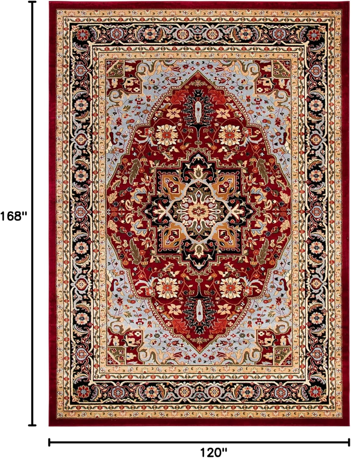 Red and Black Synthetic Tufted 10' x 14' Handmade Oriental Area Rug