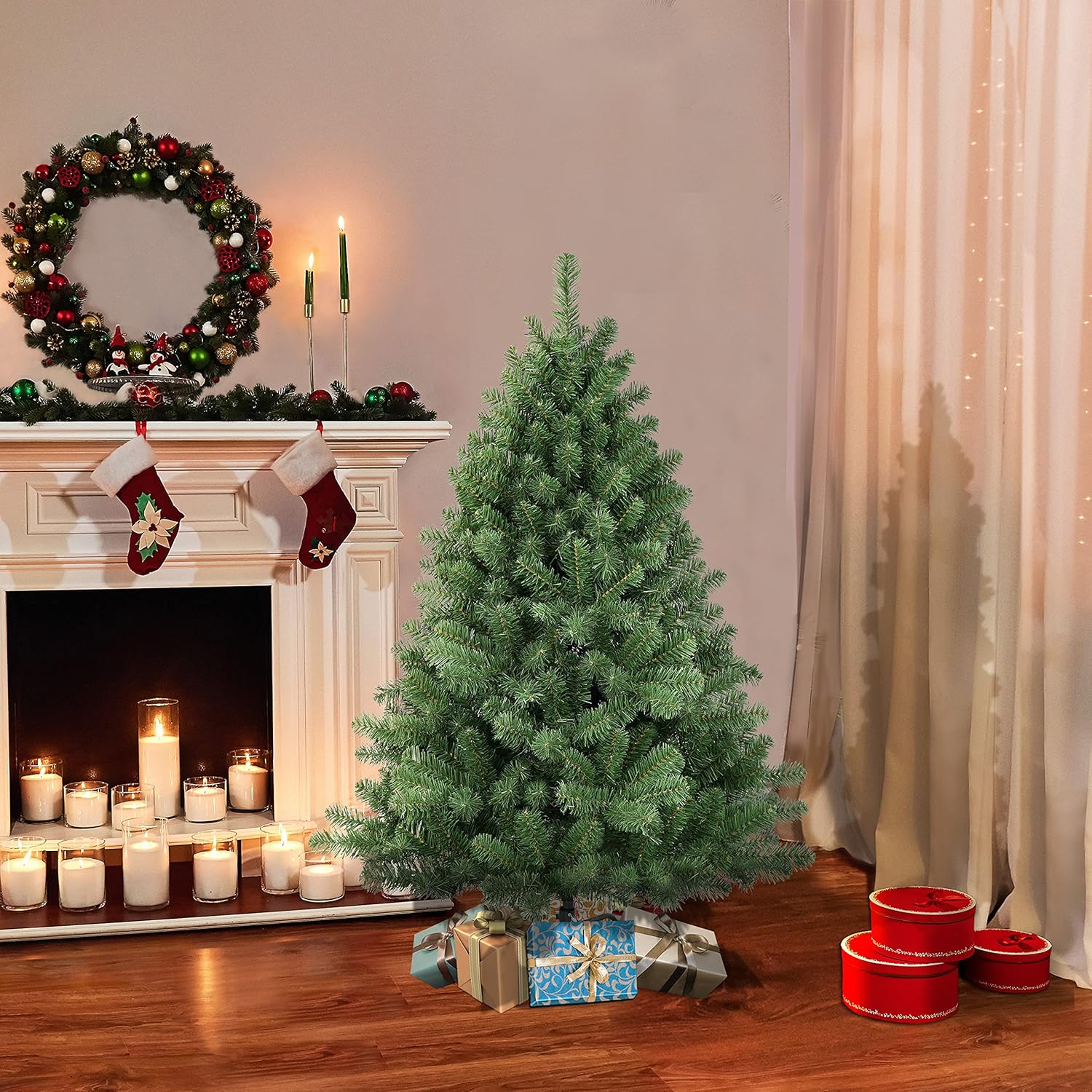 4.5' Vermont Spruce Artificial Christmas Tree with Stand, Green