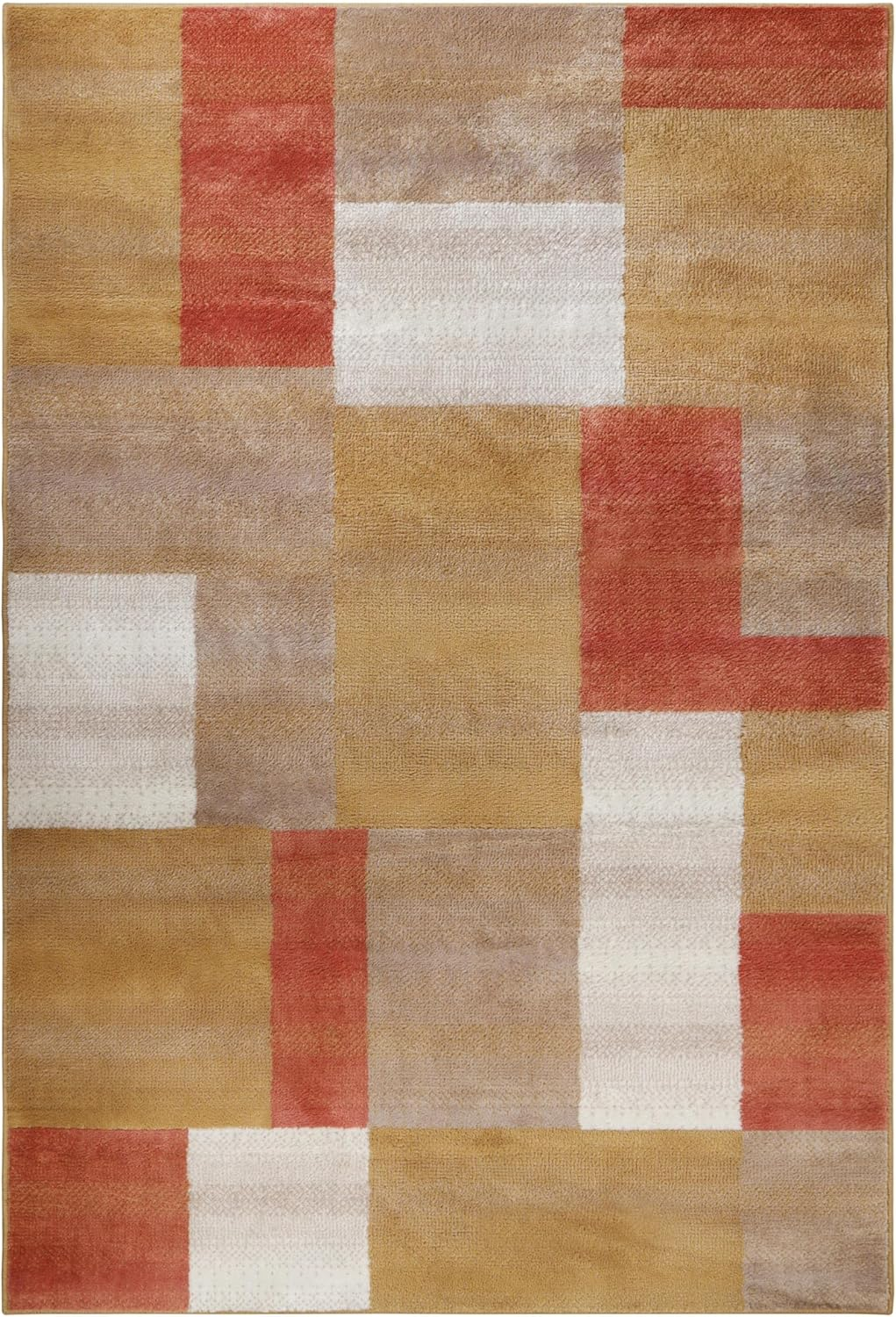 Superior Color Block Area Rug 8' x 10', Plush Indoor Rugs For Living Room Bedroom, Ginger