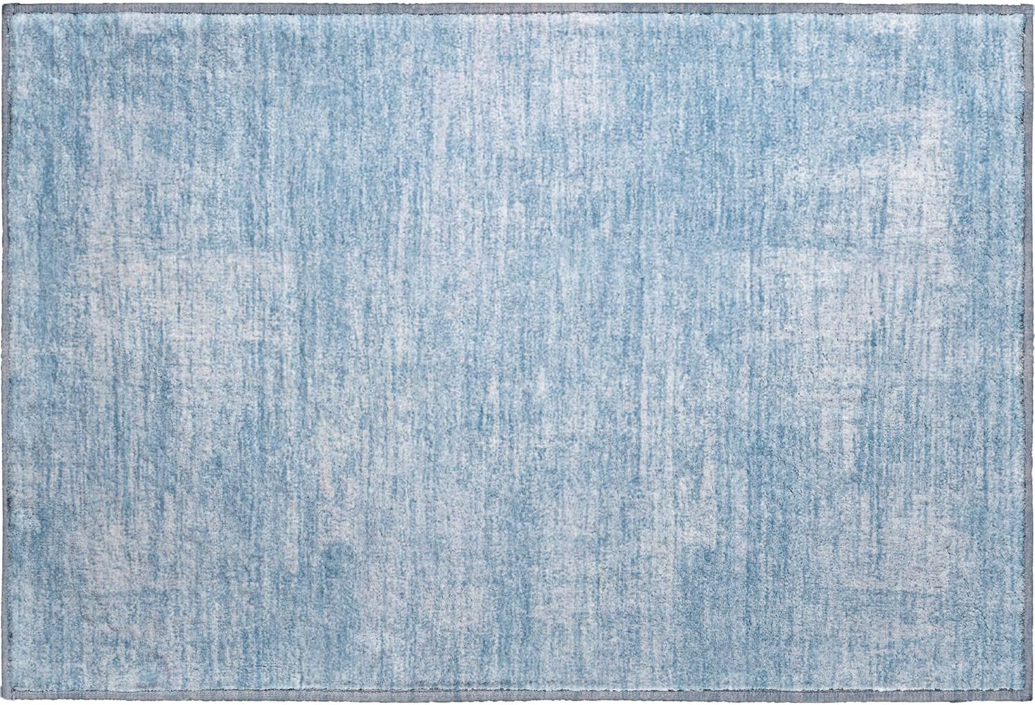 Blue Synthetic Rectangular Washable Rug, 30" x 20"