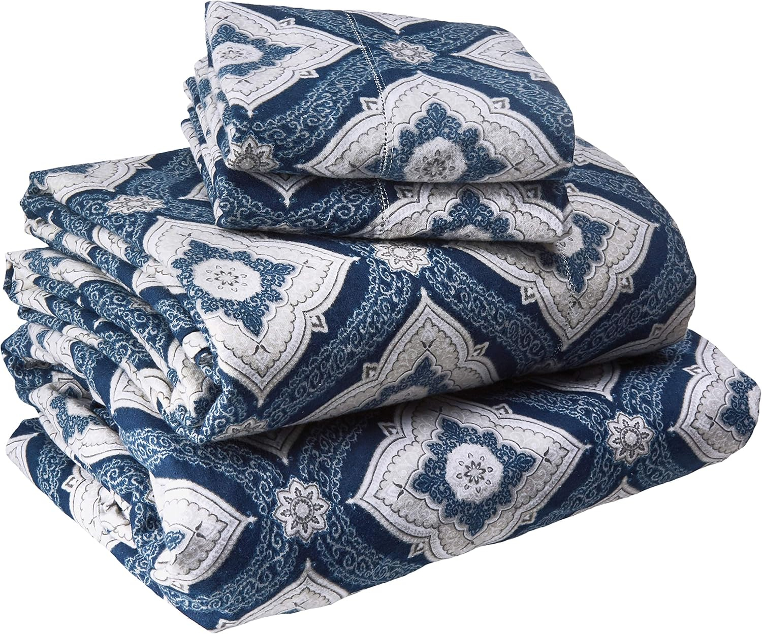 Tribeca Living Printed Deep Pocket Flannel Sheet Set Color: Damask Size: FULL SET