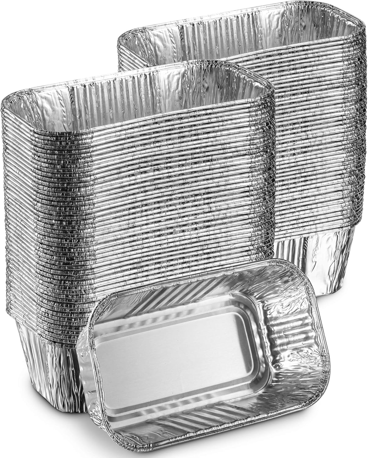 MontoPack 100-Pack of Super-Thick Aluminum Mini Loaf Baking Pans - Standard Size 6” x 3.5” Loaf 1LB Cooking Tins - Eco-Friendly Recyclable Aluminum - Portable Food Storage Containers 1