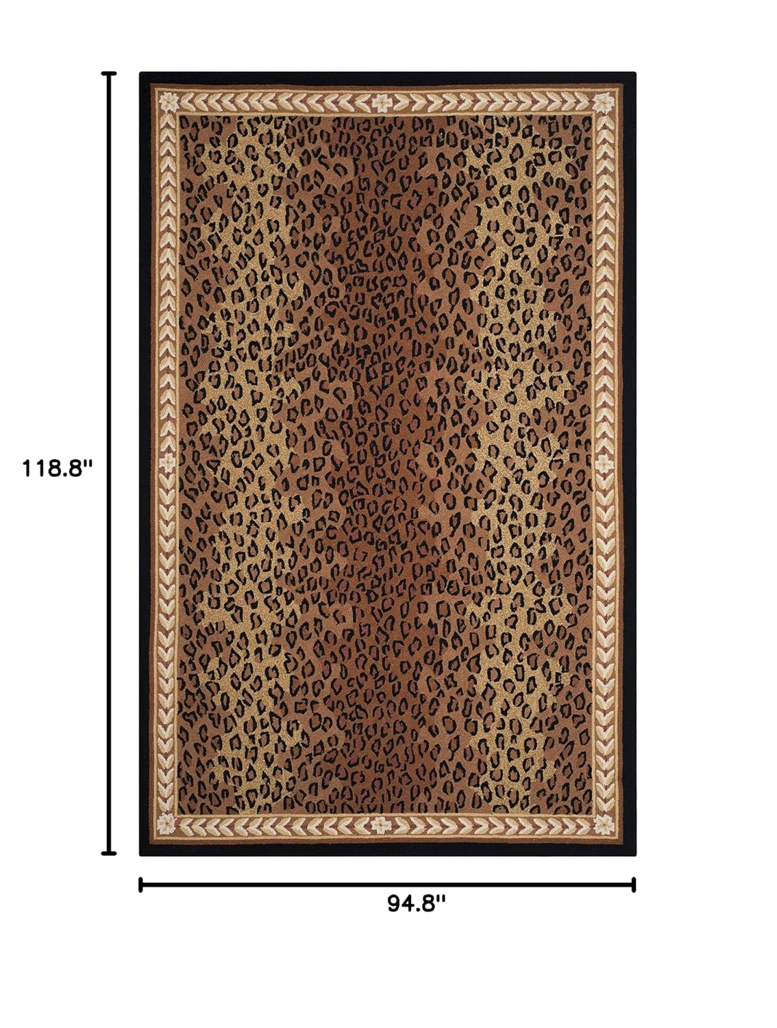 SAFAVIEH Chelsea Doriane Geometric Borders Wool Area Rug, Black/Brown, 7'9" x 9'9"