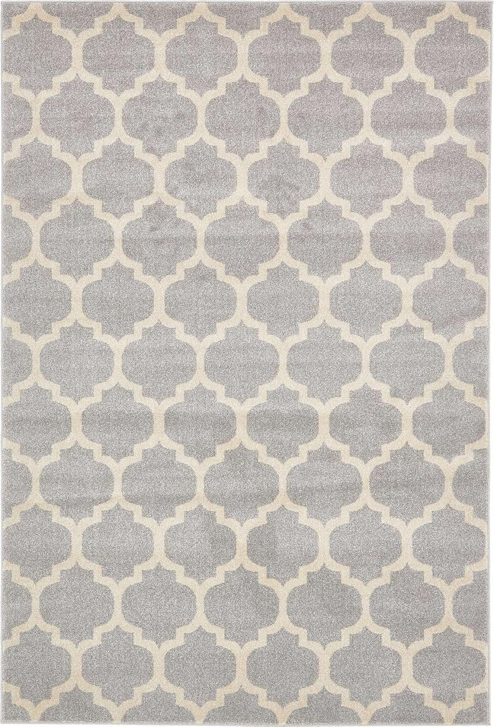 Unique Loom Trellis Collection Area Rug - Philadelphia (6' 1" x 9' Rectangle Light Gray/Beige)