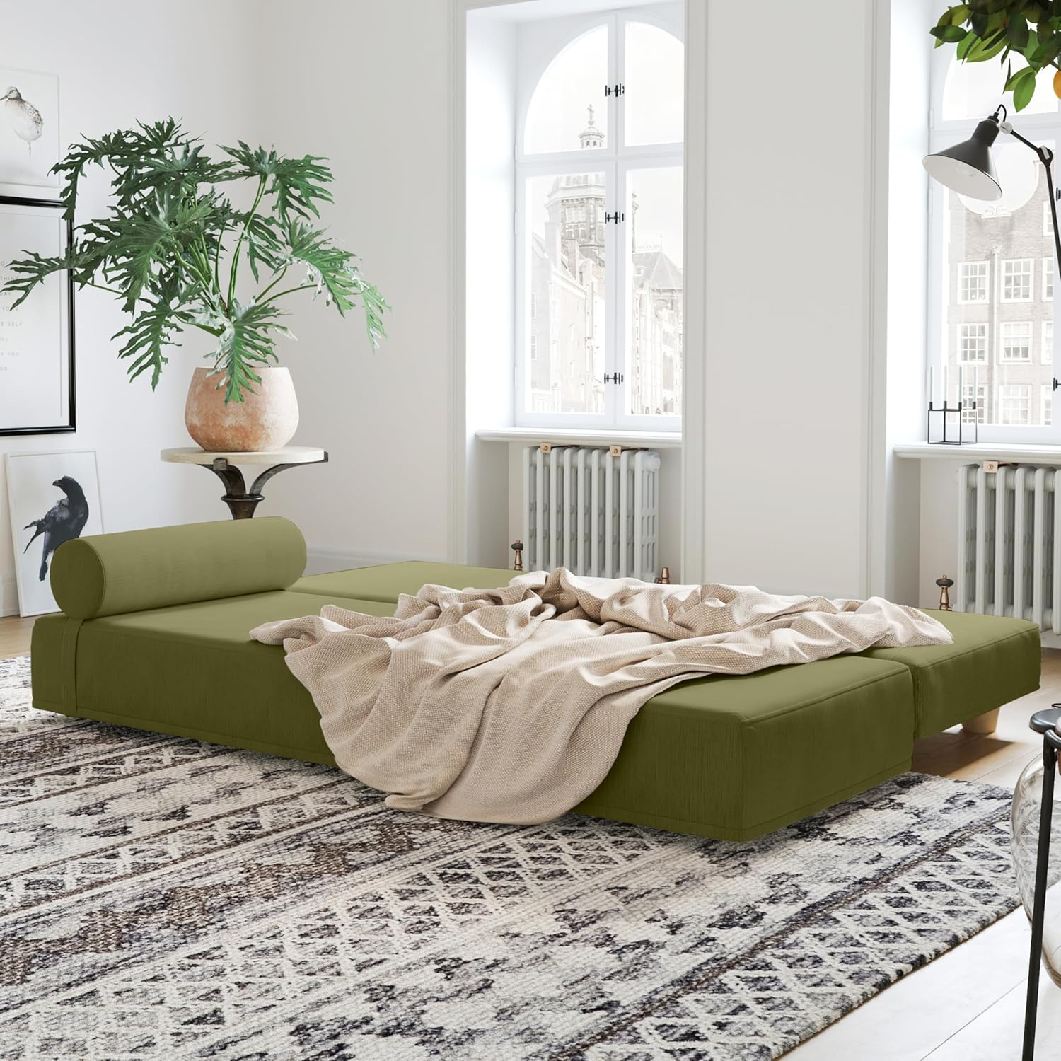 Jaxx Alon Daybed | Fold-Out Sleeper | Queen-Size Mattress - Moss