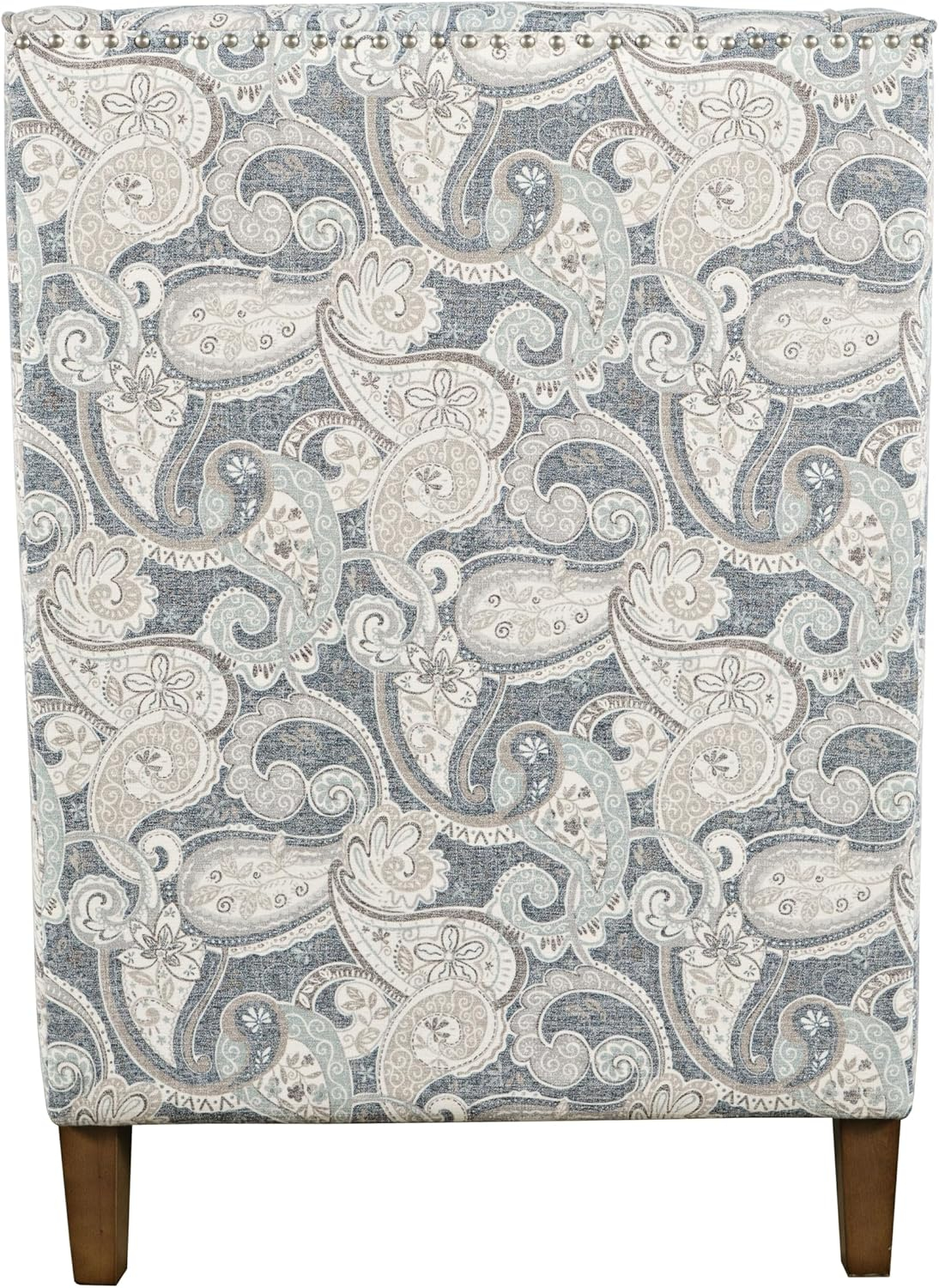 Jofran Westbrook Paisley Fabric Transitional Upholstered Accent Chair with Nailhead Trim