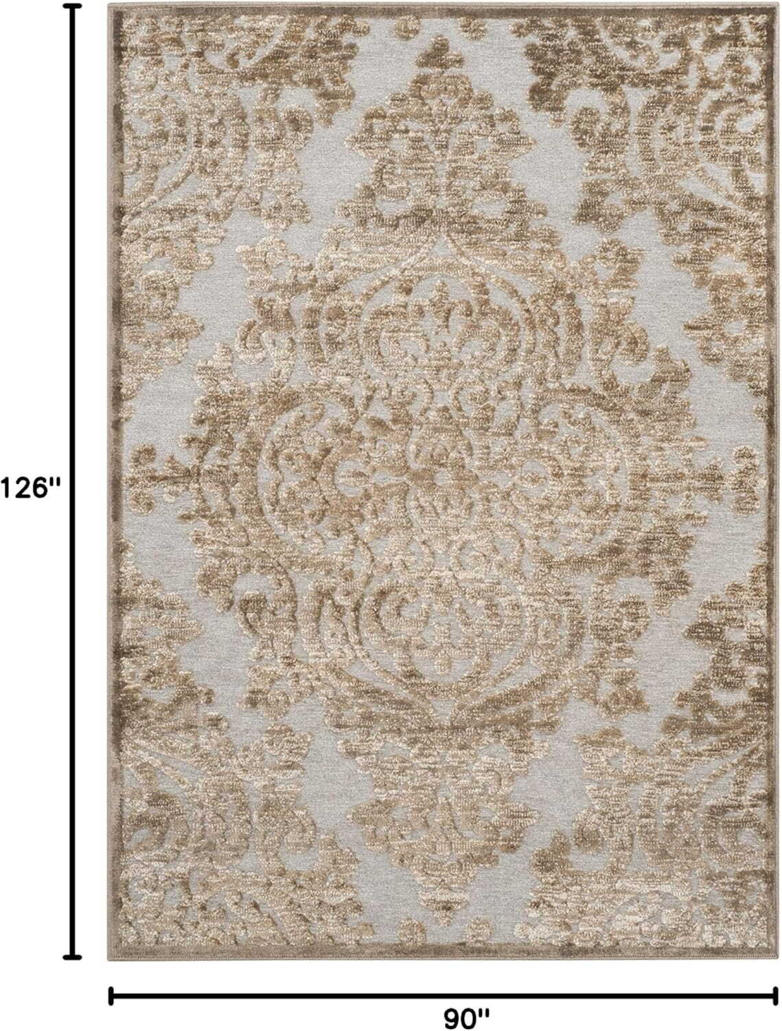 SAFAVIEH Paradise Edna Damask Area Rug, Mouse, 7'6" x 10'6"