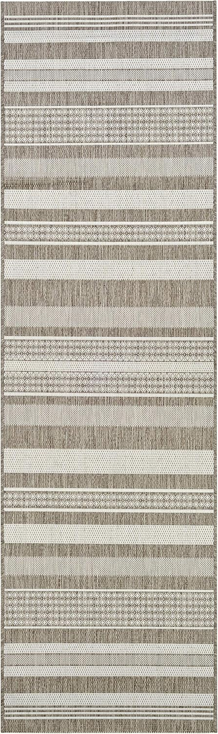 Couristan Recife Gazebo Stripe Indoor / Outdoor Area Rug, Champagne- Taupe, 2'3" x 11'9" Runner