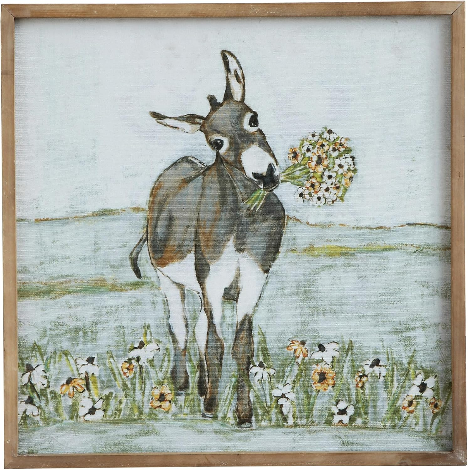 Creative Co-Op Donkey Wall Décor in Wood Frame