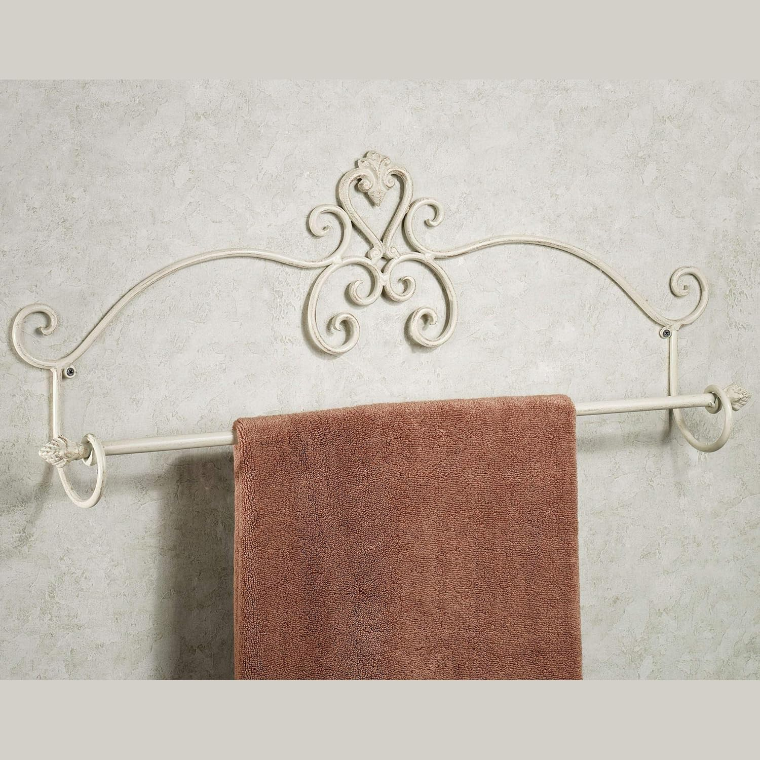 Graceful Aldabella Scroll Wall Mount Towel Bar Creamy Gold 30"