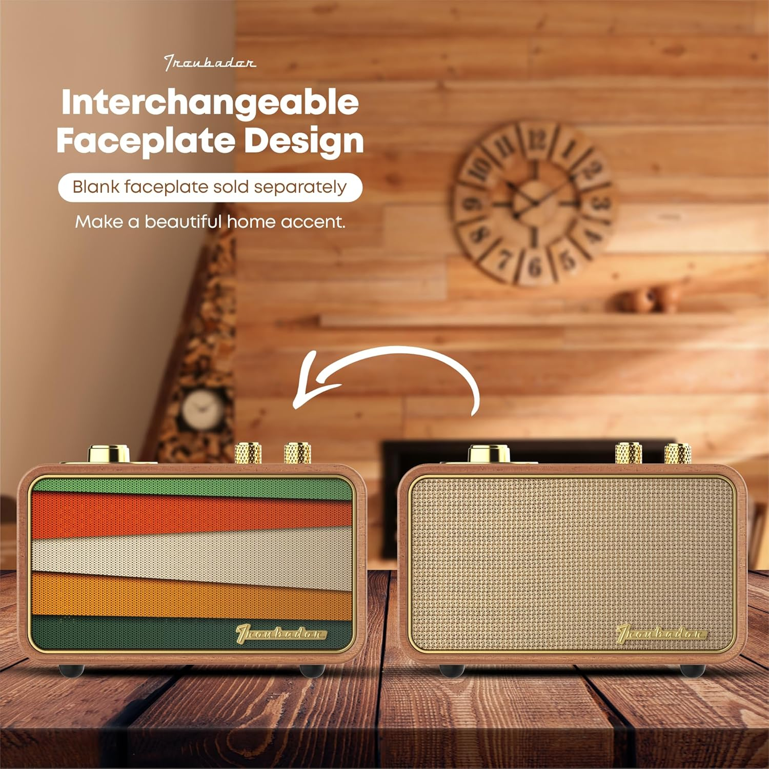 Retro Bluetooth Speaker Wood Vintage Bluetooth Speaker Small Wireless Old Fashion Style, AM/FM Tunning Dial,Electronics for Home, Perfect for Cafe,Restaurant,Vintage Store, Bedroom(Retro Wood)