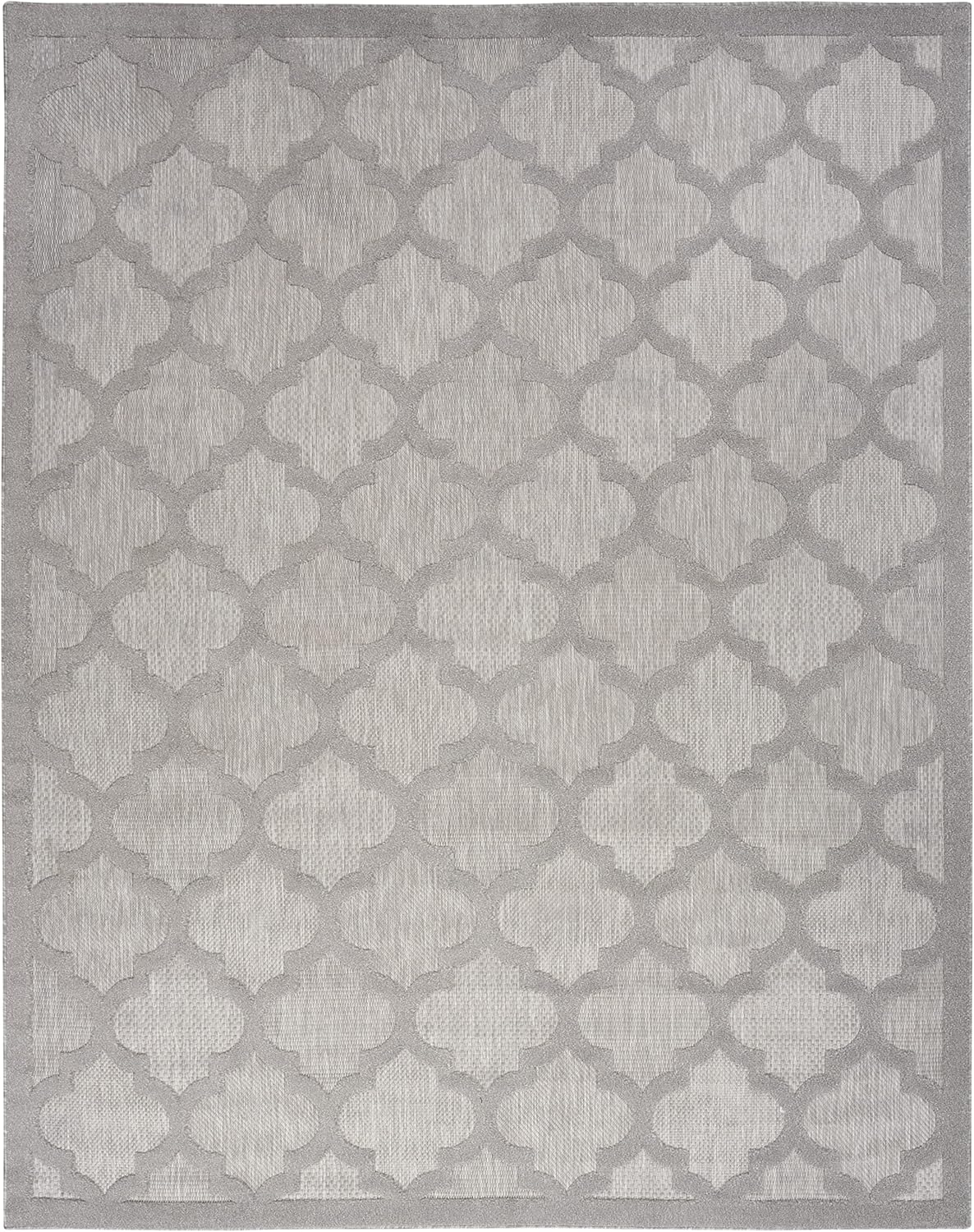 Silver Grey Trellis Square Indoor/Outdoor Easy Care Rug