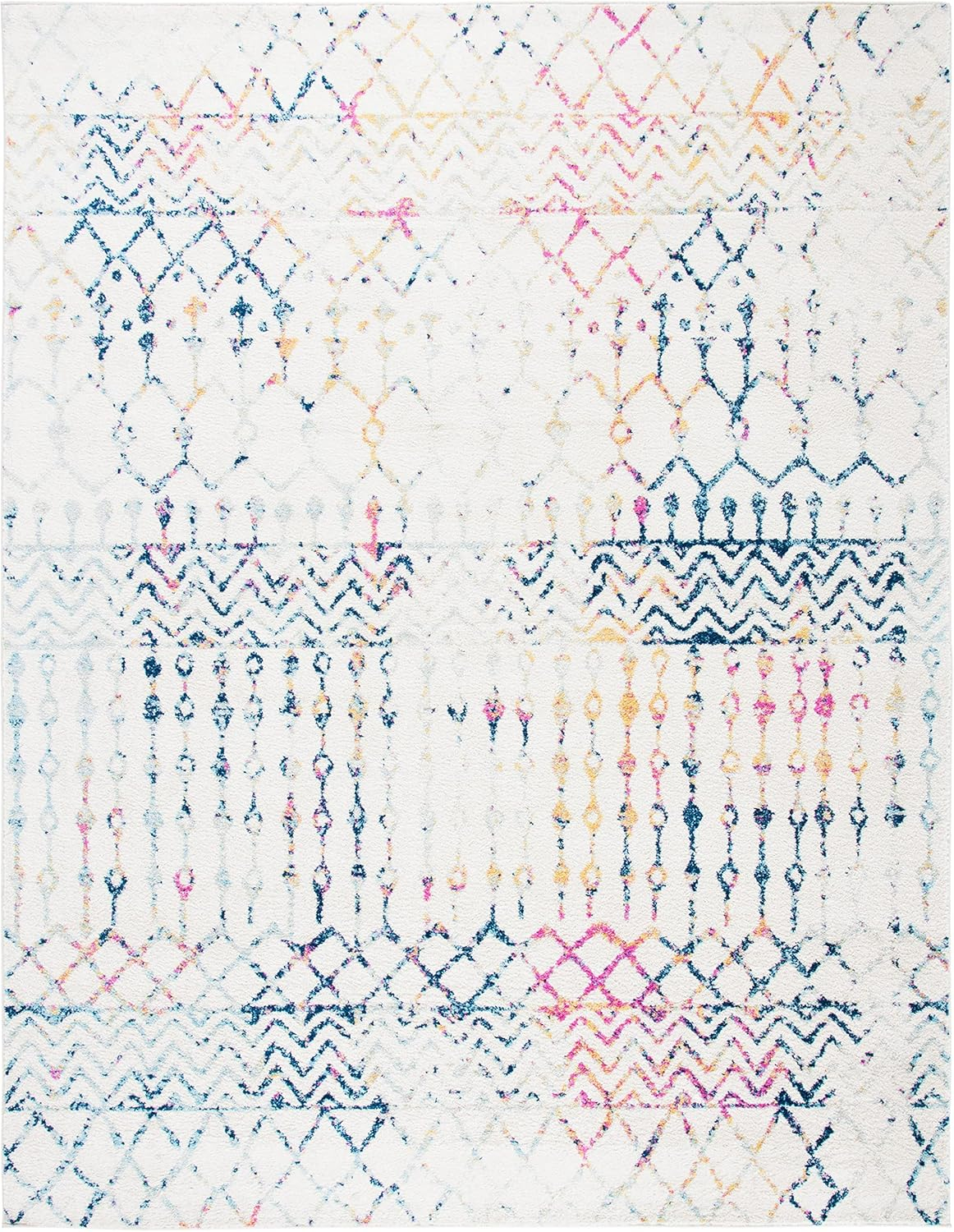 SAFAVIEH Tulum Glen Moroccan Geometric Area Rug, 10' x 13', Ivory/Blue