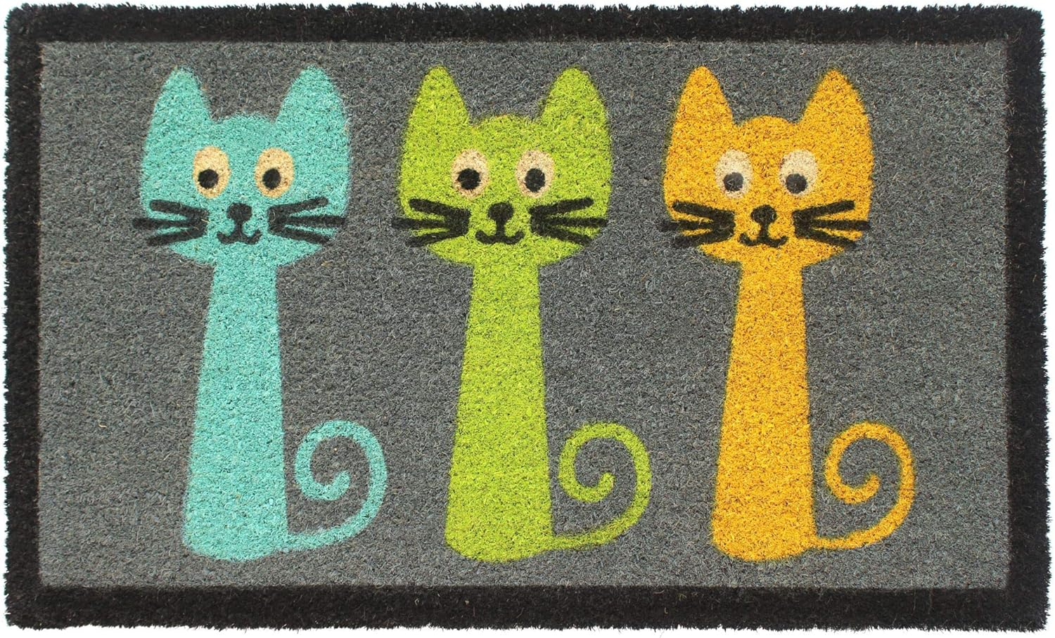 RugSmith Machine Tufted Three Cats Indoor and Outdoor Coir Doormat, 18" x 30"