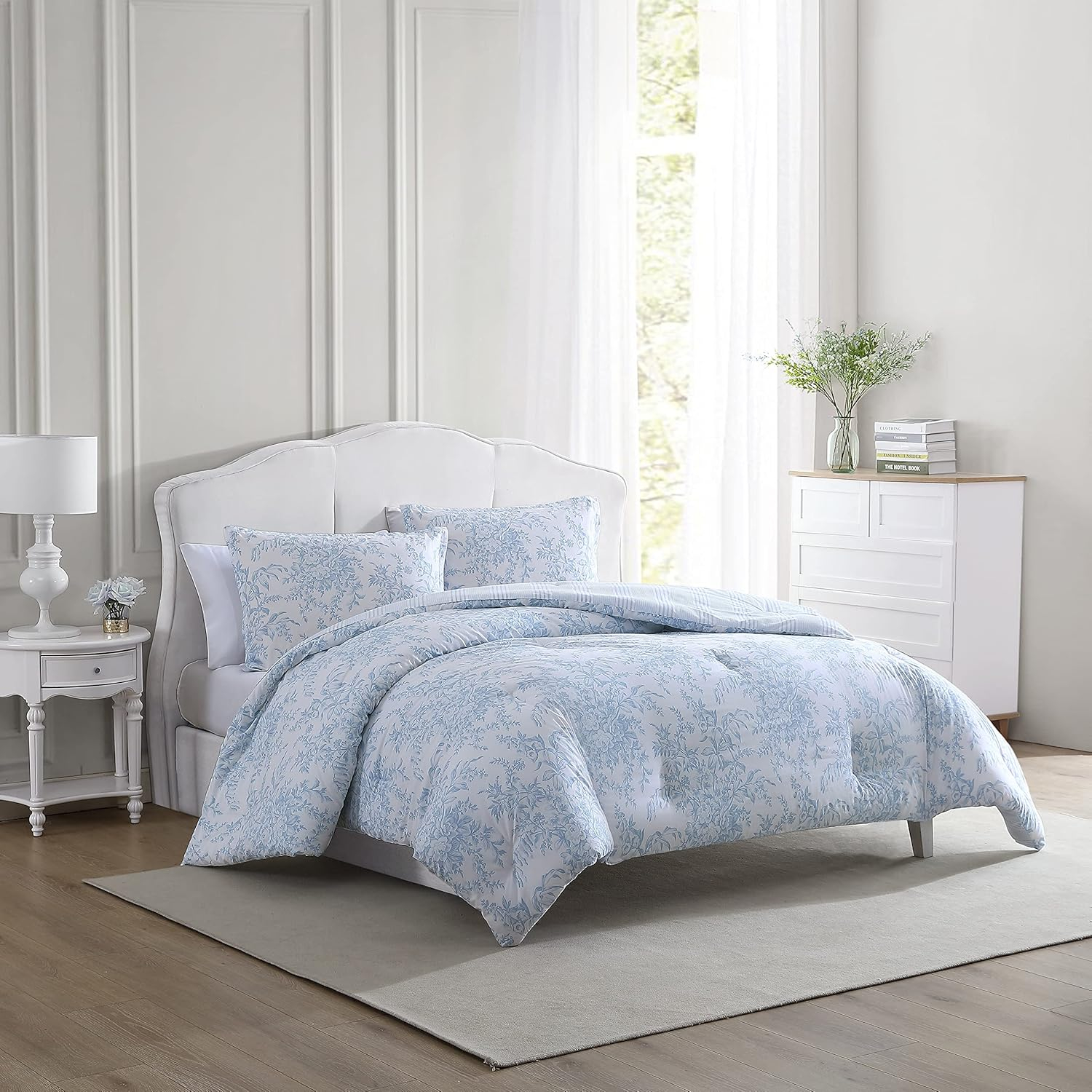 Full Blue Cotton Reversible Comforter Set
