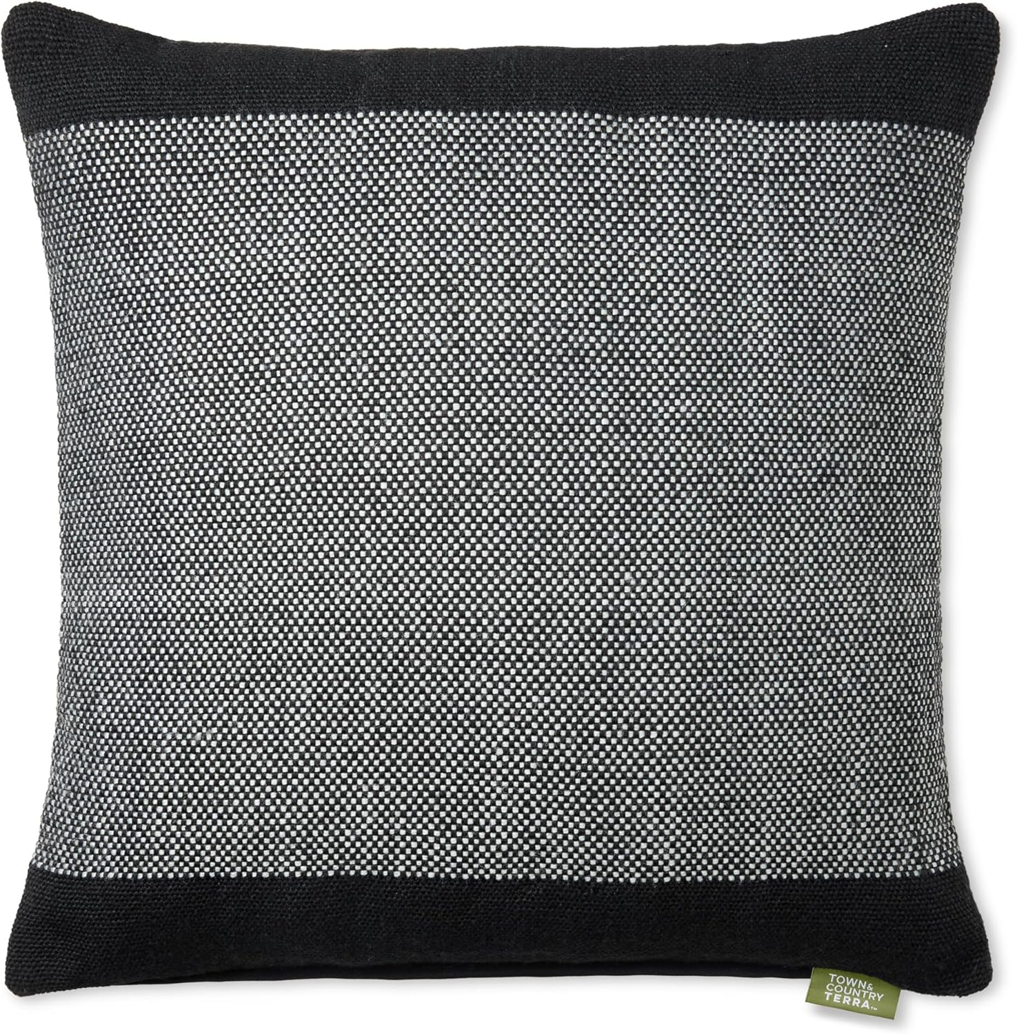 Black and Ivory Square Recycled Material Outdoor Pillow