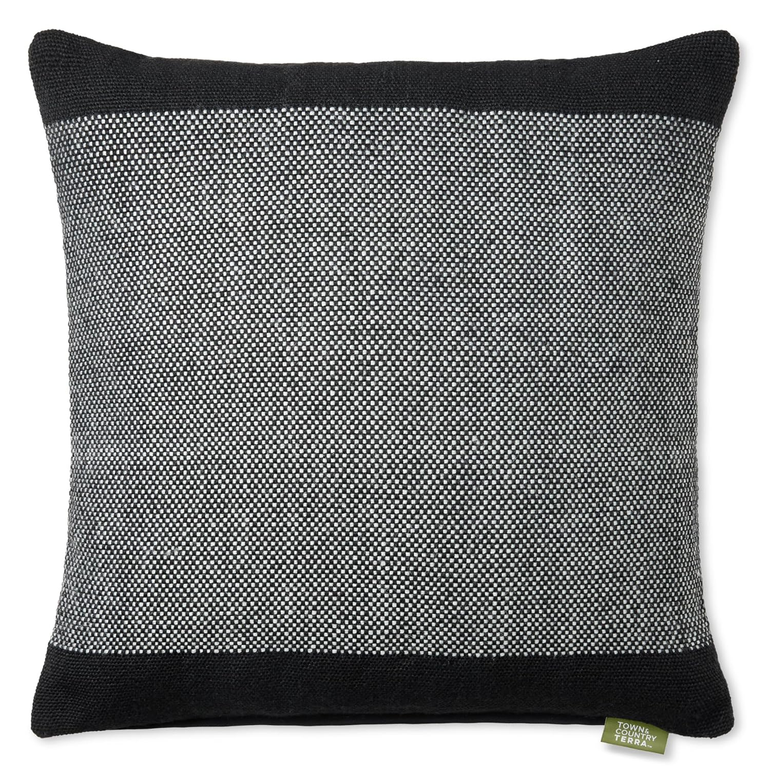 Black and Ivory Square Recycled Material Outdoor Pillow
