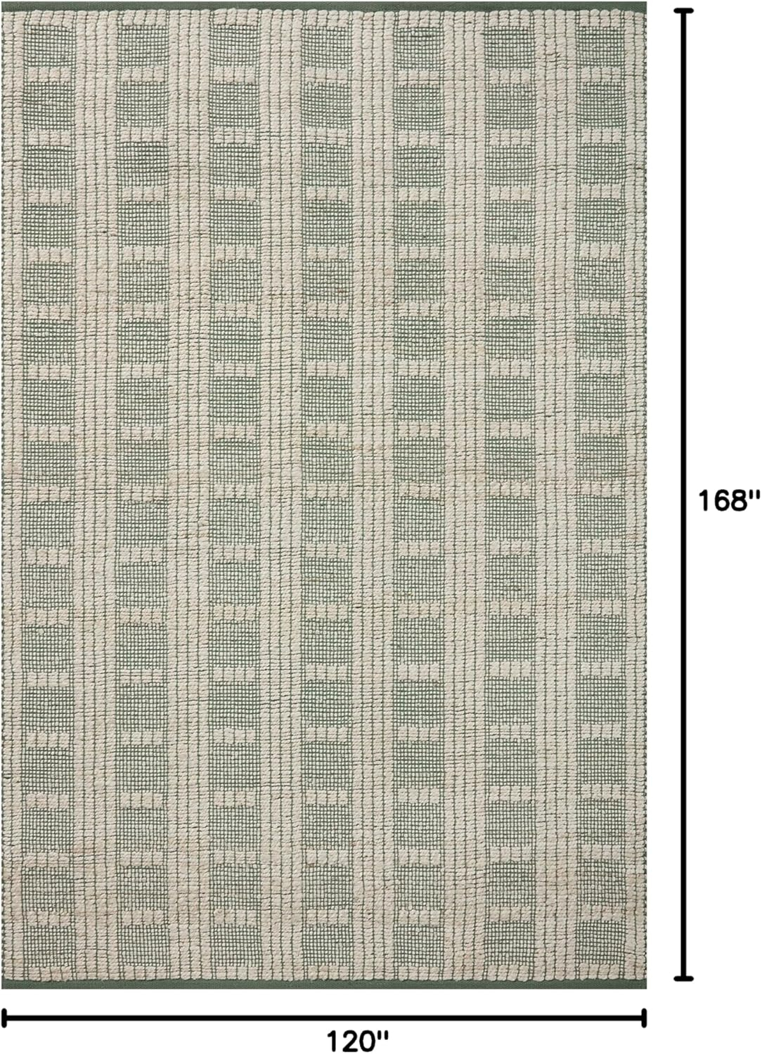 Handwoven Ivory and Sage Cotton Blend Rectangular Area Rug, 10' x 14'