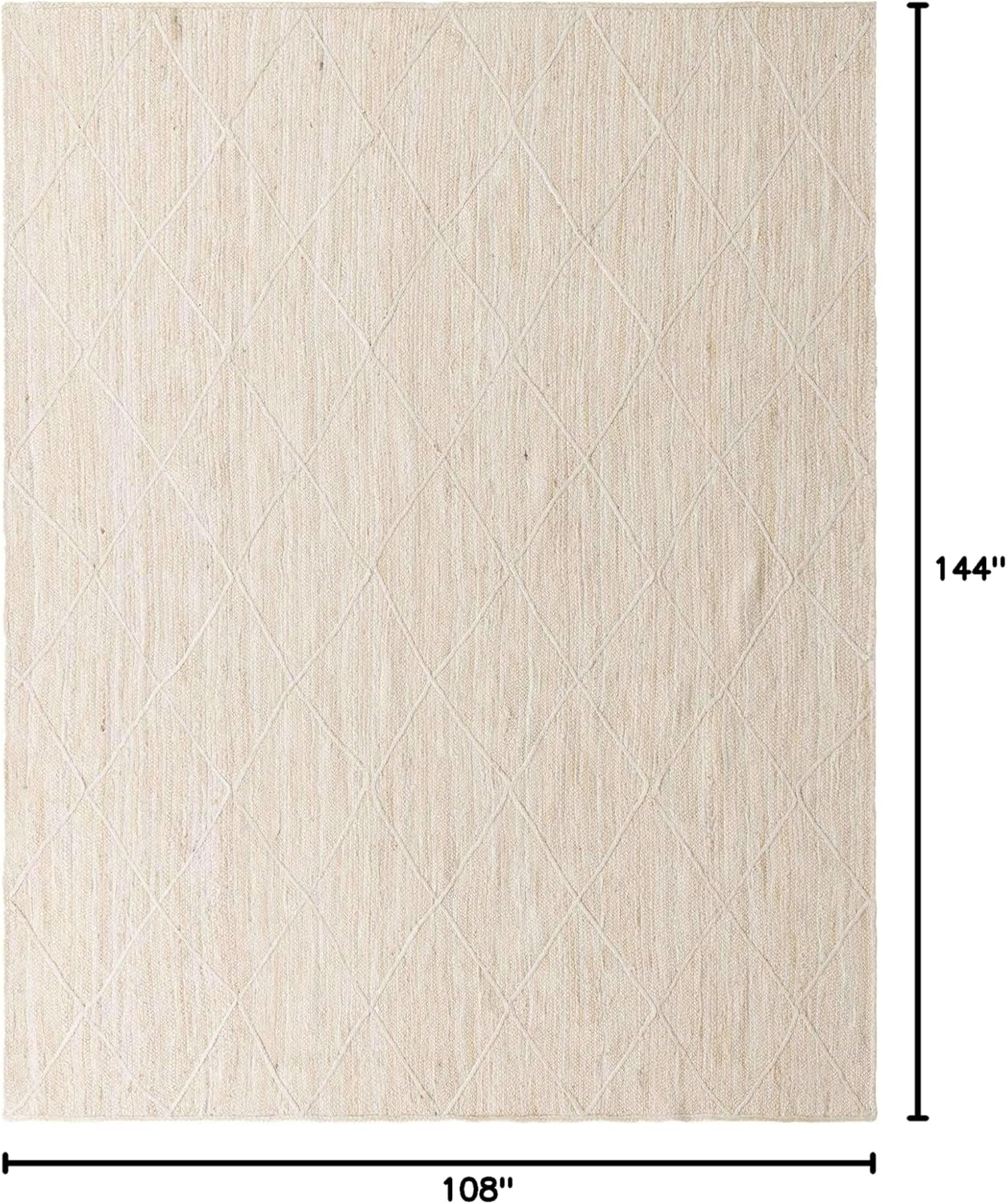 Unique Loom Braided Jute Collection Area Rug - Trellis (9'x 12' 2" Rectangle, Ivory and Black/ Black)