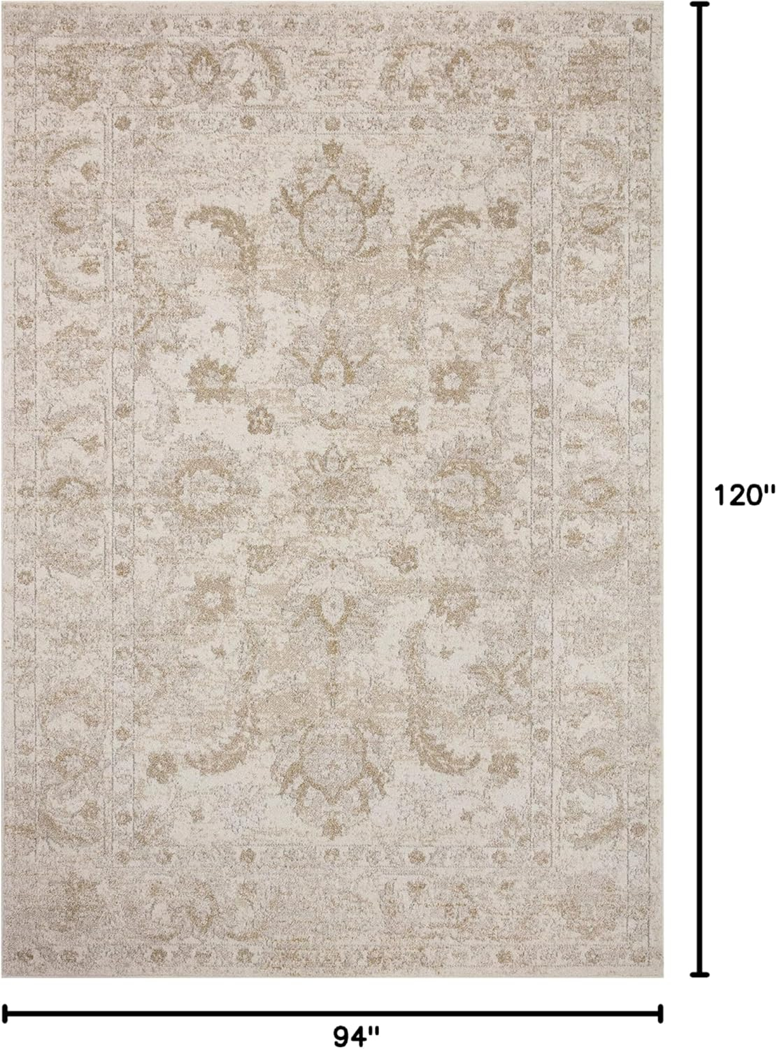 Odette Ivory Beige Synthetic 7'-10" x 10' Stain-Resistant Area Rug