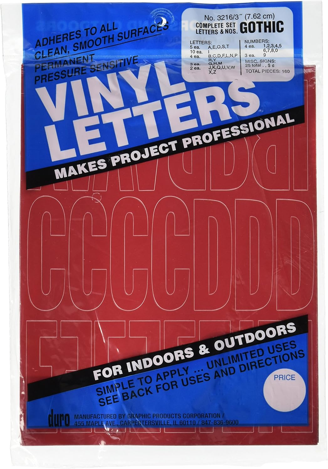 Permanent Adhesive Vinyl Letters and Numbers, 3"