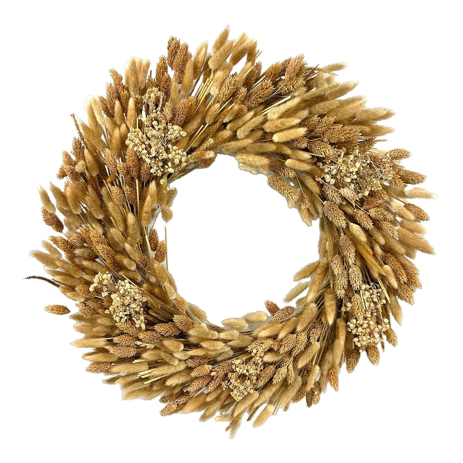 Galt International 21" Preserved Golden Natural Dried Wheat Wreath Straw Grain Wreath for Front Door Farmhouse Decorations Home Decor Pampas