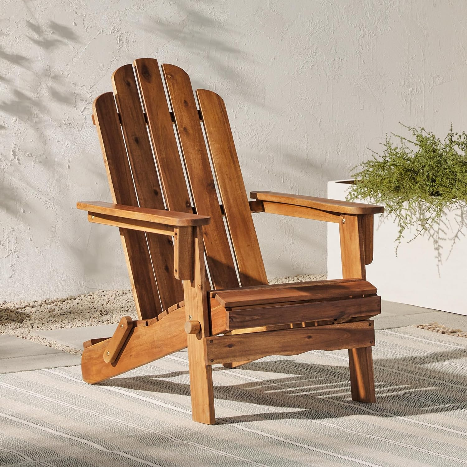 Dark Brown Acacia Wood Foldable Adirondack Outdoor Chair