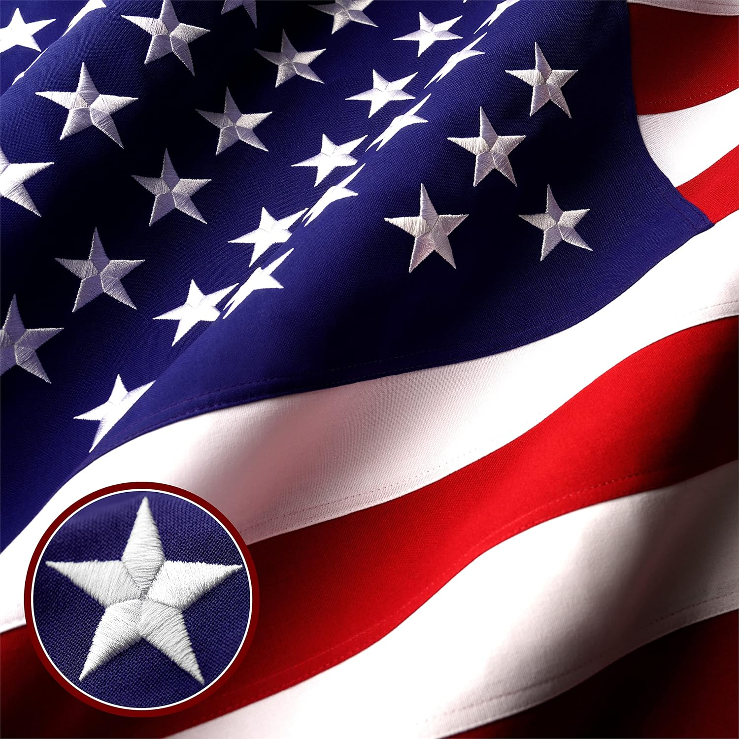 G128 American USA Flag | 2.5x4 Ft | StormFlyer Series Embroidered 220GSM Spun Polyester | Country Flag, Embroidered Stars, Sewn Stripes, Indoor/Outdoor, Brass Grommets, Heavy Duty, All Weather