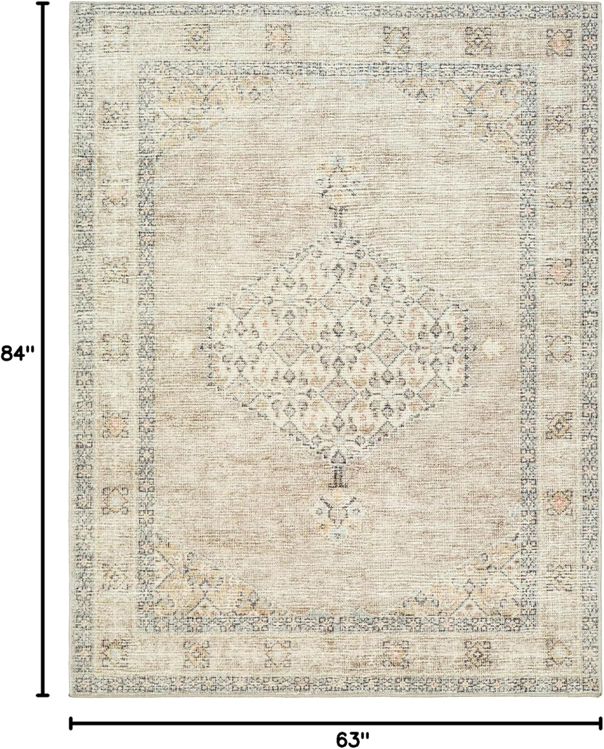 Off-White Synthetic Stain-Resistant 5'3" x 7' Area Rug