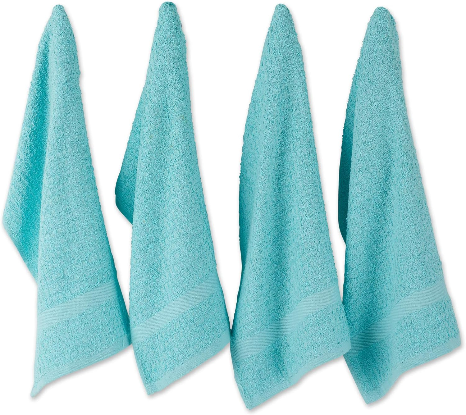 DII Modern Cotton Solid Waffle Terry Dishtowels in Aqua Blue (Set of 4)