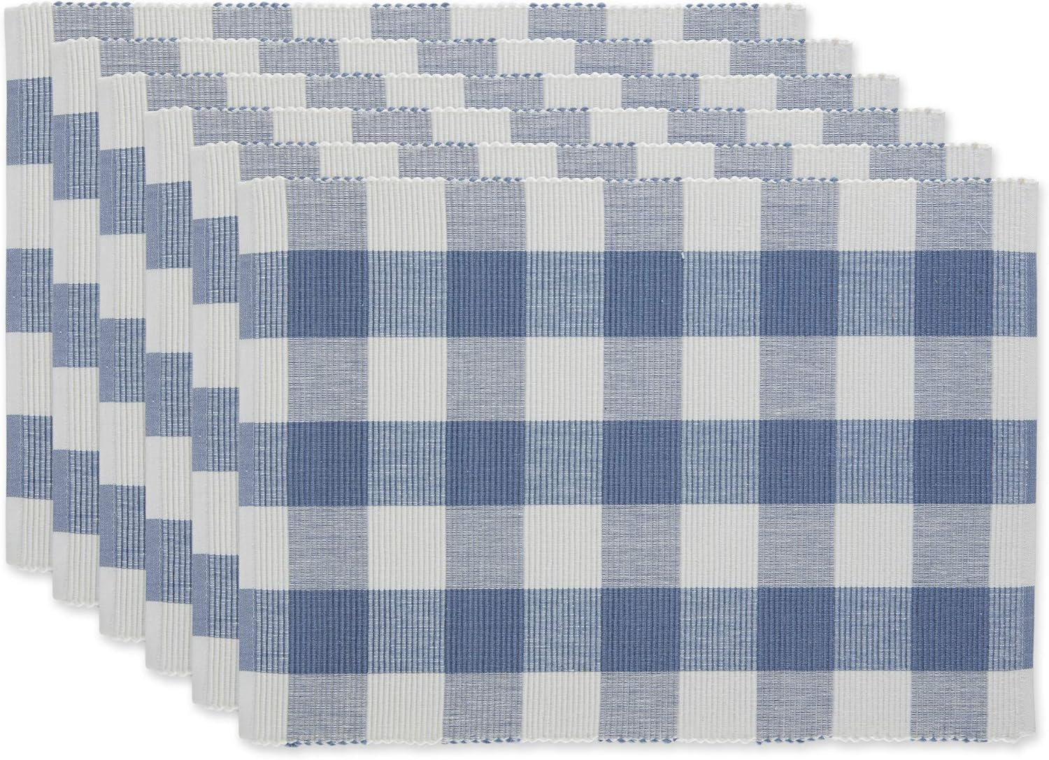 DII Stonewash Blue Buffalo Check Ribbed Placemat (Set of 6)