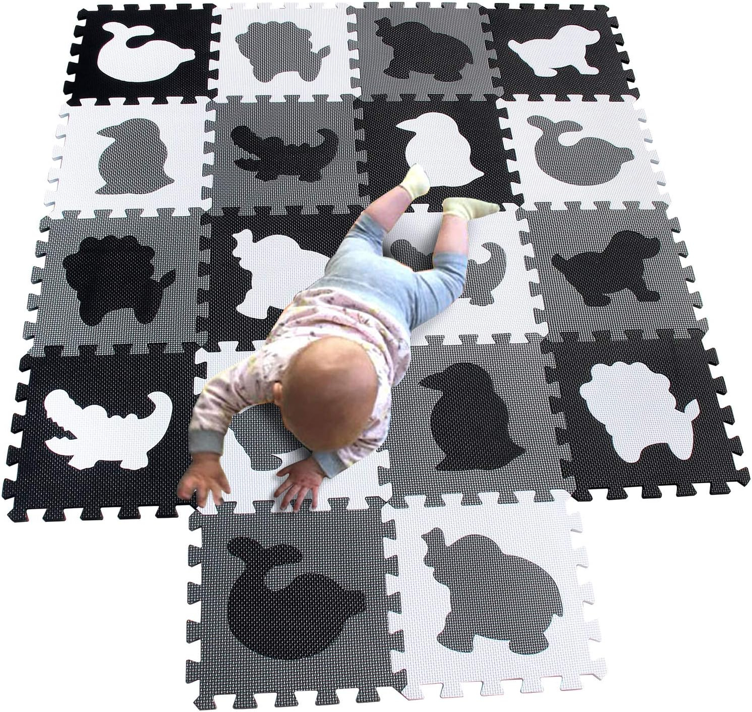 XMTMMD Soft Non-Toxic Foam Baby Play Mat | Toddler Playmat | EVA Foam Interlocking Tiles for Gym, Nursery, Playroom | 18 Squares Foam Floor Mats for Kids & Babies | Colorful Jigsaw Puzzle Play Mat